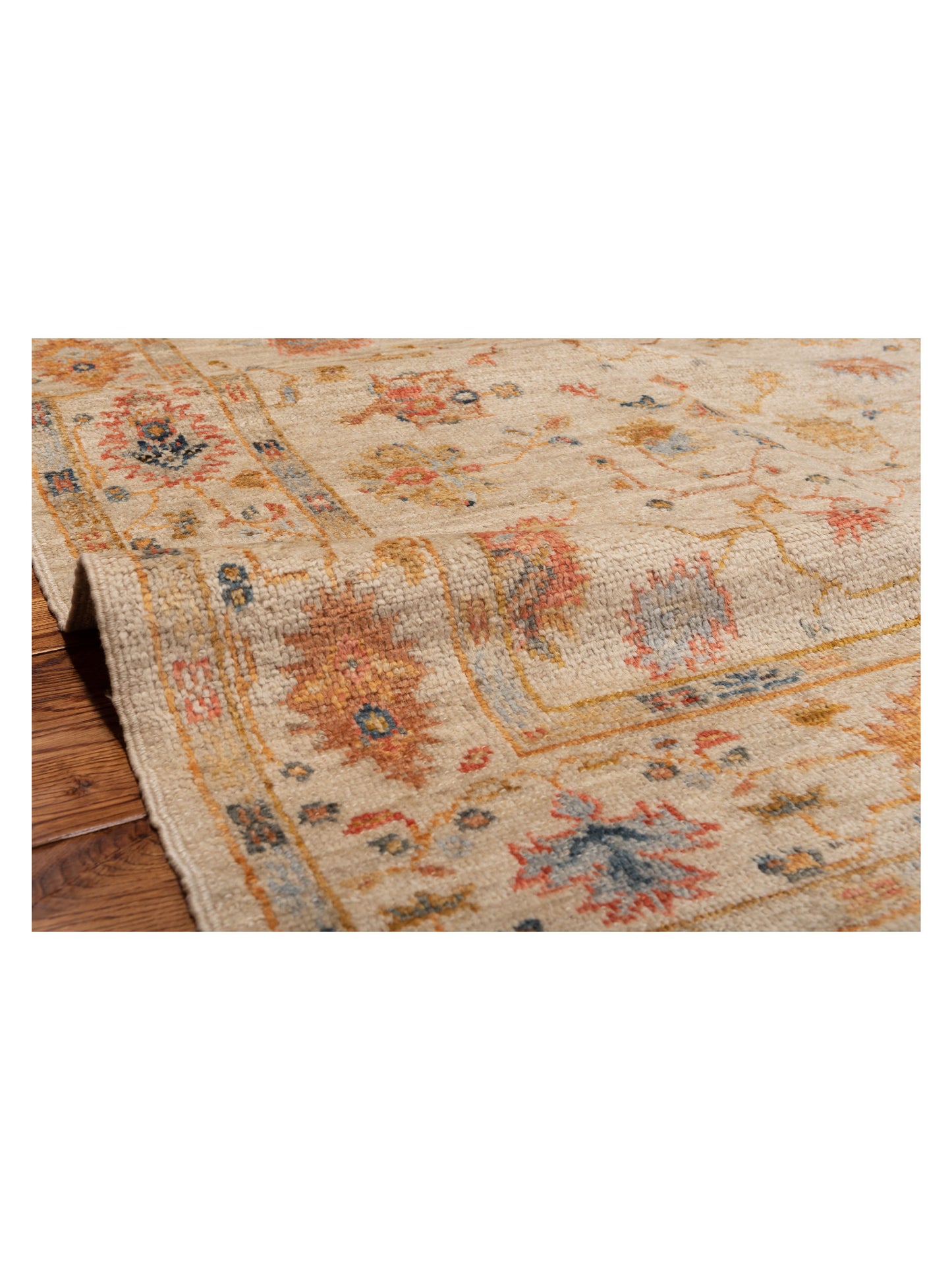 Angora Oushak 148187 Ivory Ivory 4.10x6.10 Hand Knotted Rug
