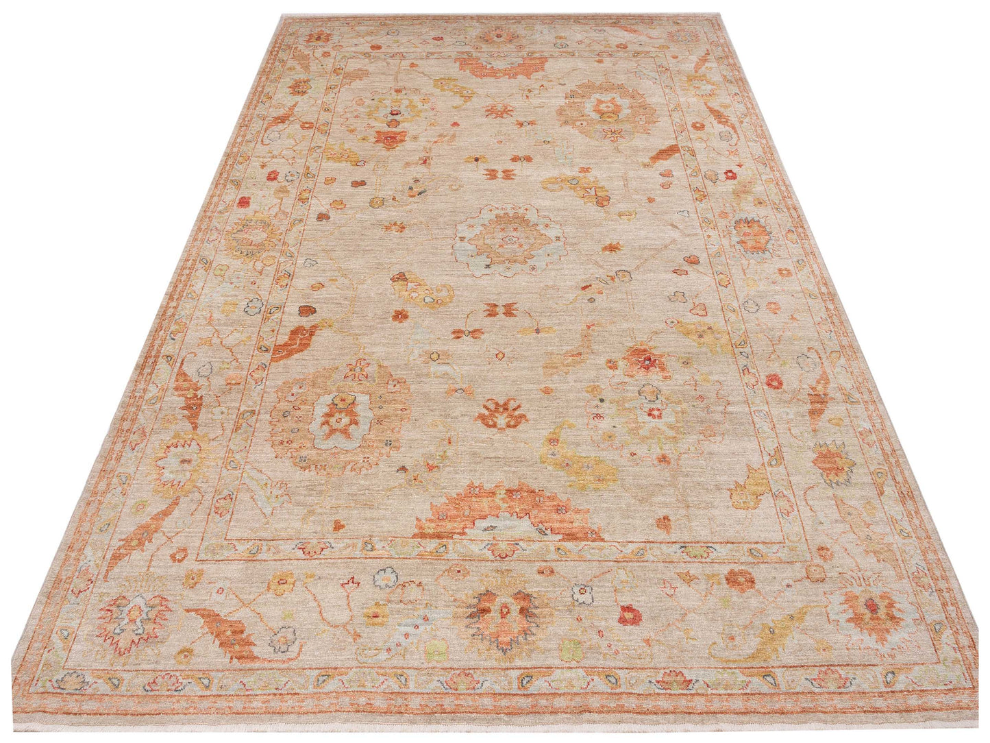 Angora Oushak 148191 Ivory Silver 10.4x13.6 Hand Knotted Rug