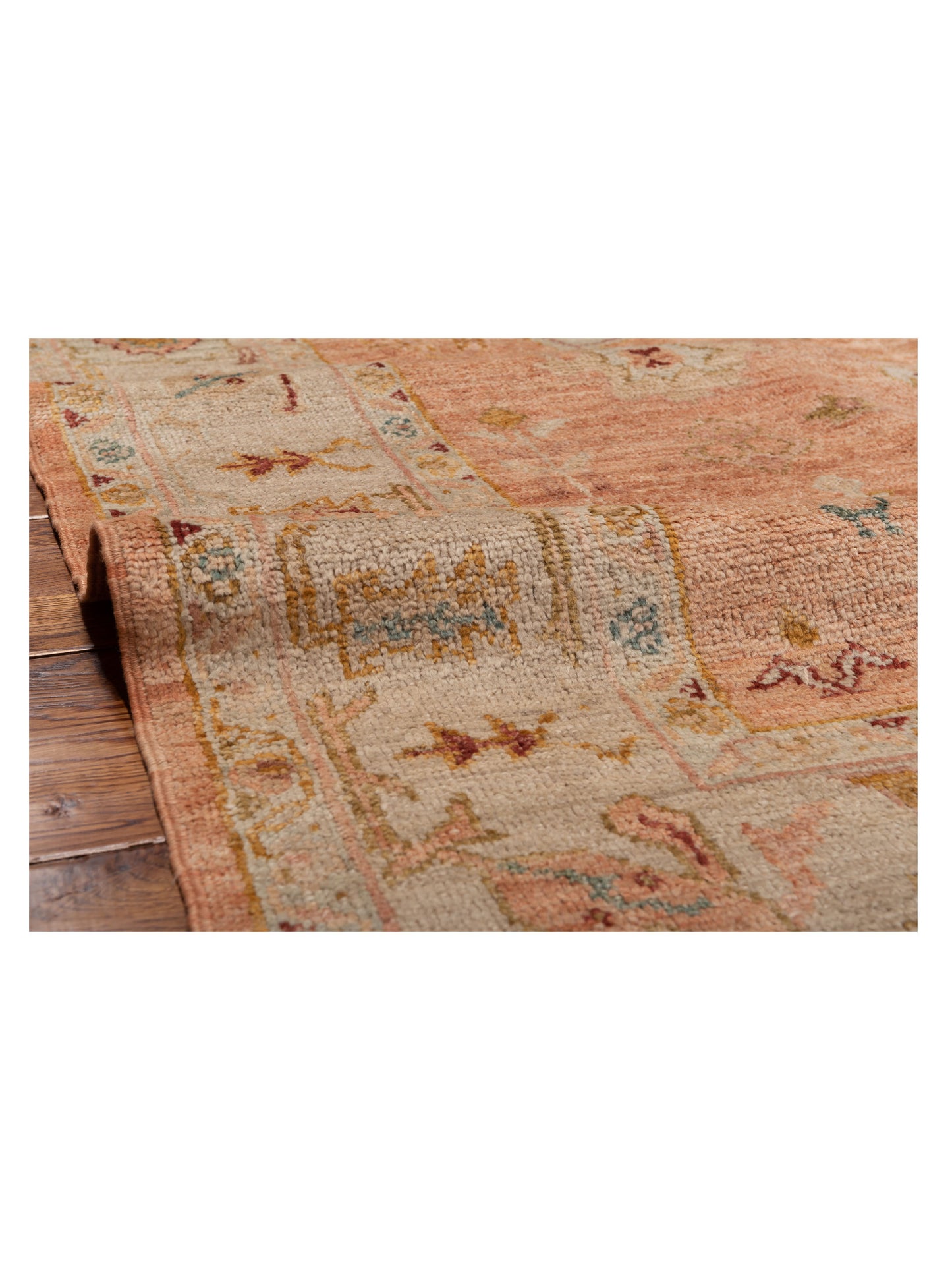 Angora Oushak 148199 Pink Ivory 6.1x13.5 Hand Knotted Rug