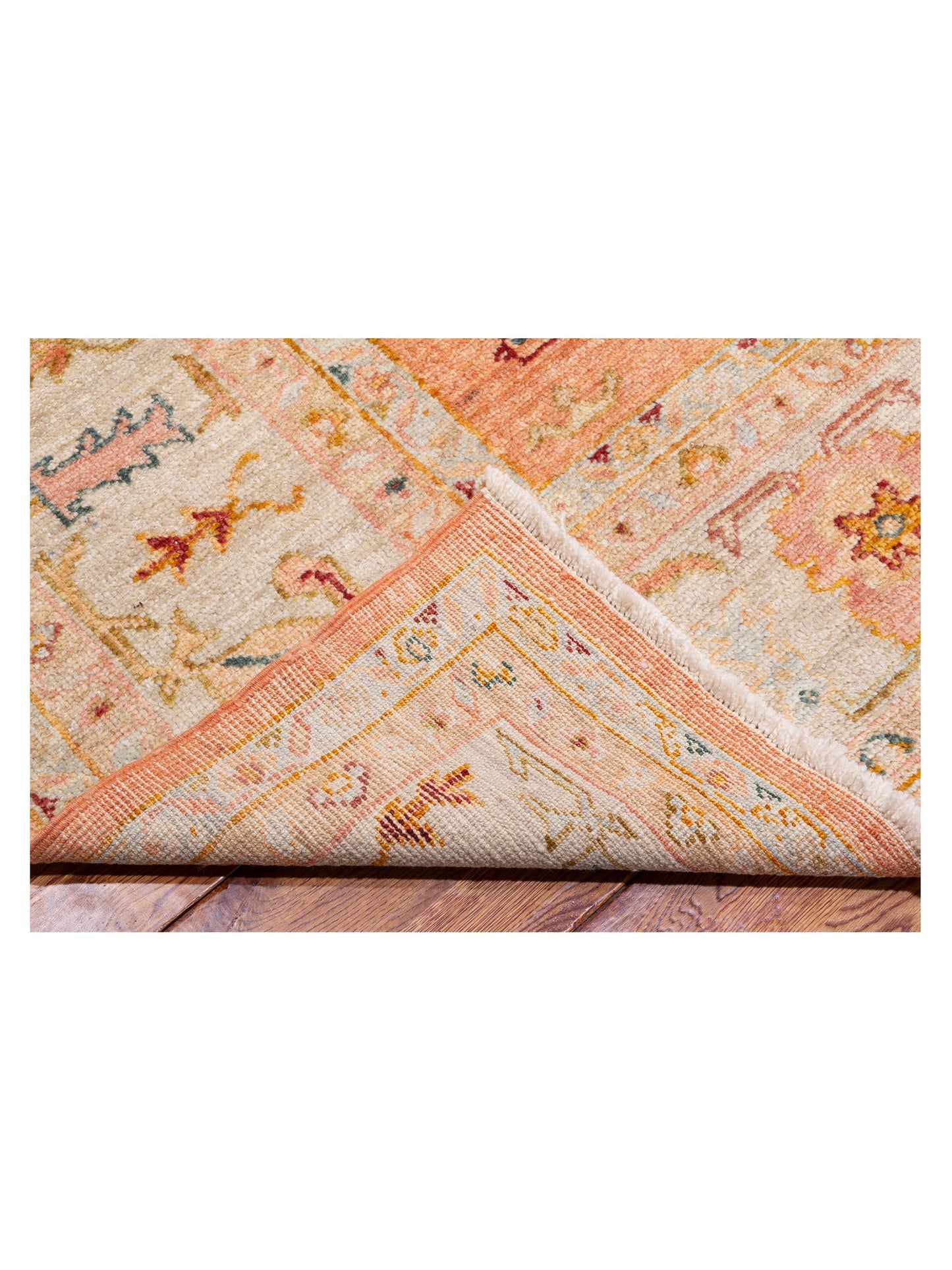 Angora Oushak 148223 Pink Ivory 10.1x13.2 Hand Knotted Rug