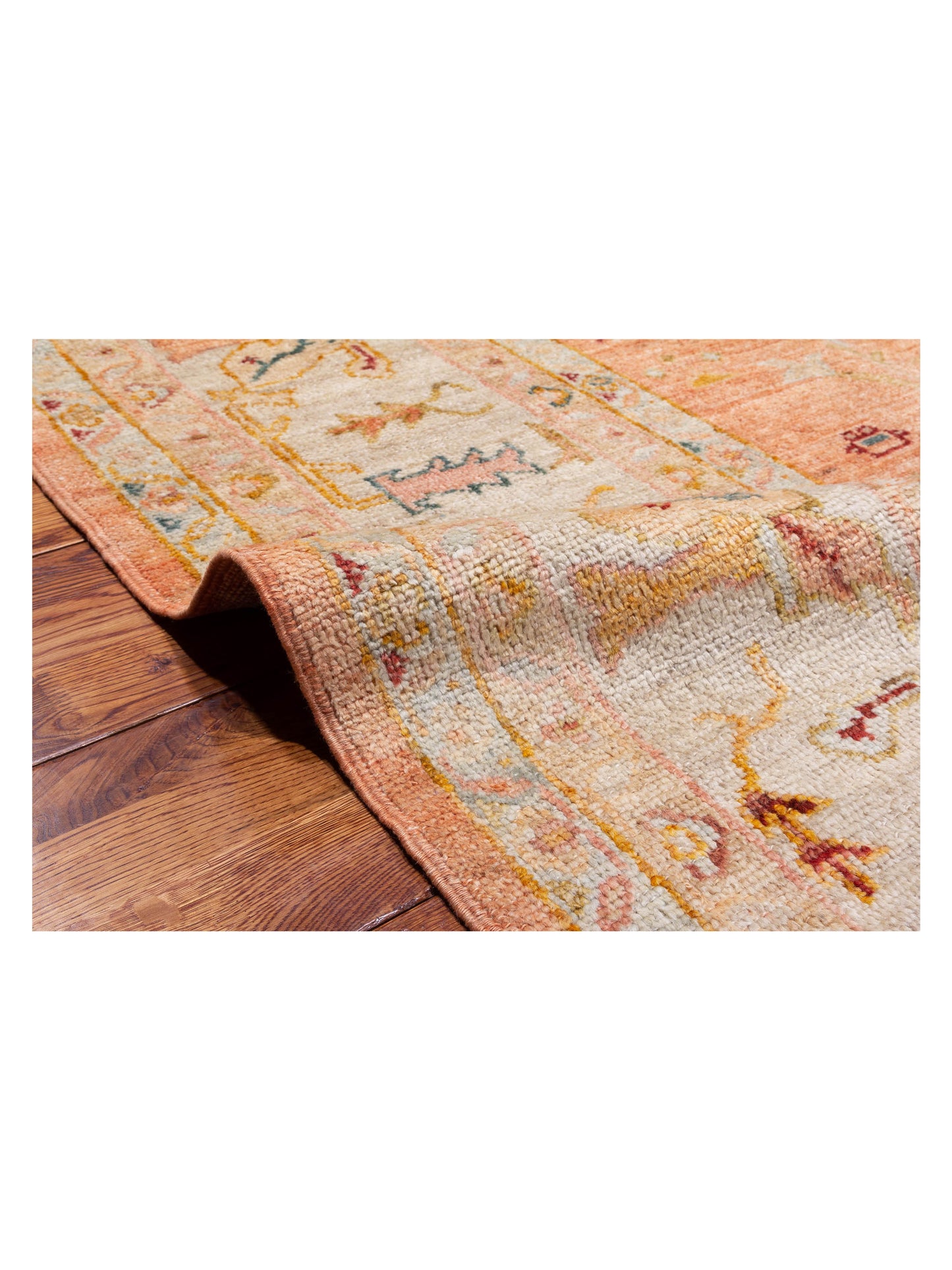 Angora Oushak 148223 Pink Ivory 10.1x13.2 Hand Knotted Rug