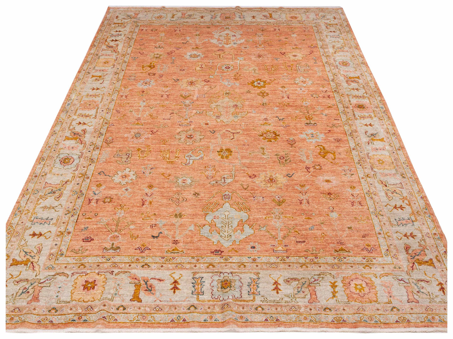 Angora Oushak 148225 Pink Ivory 10.3x13 Hand Knotted Rug