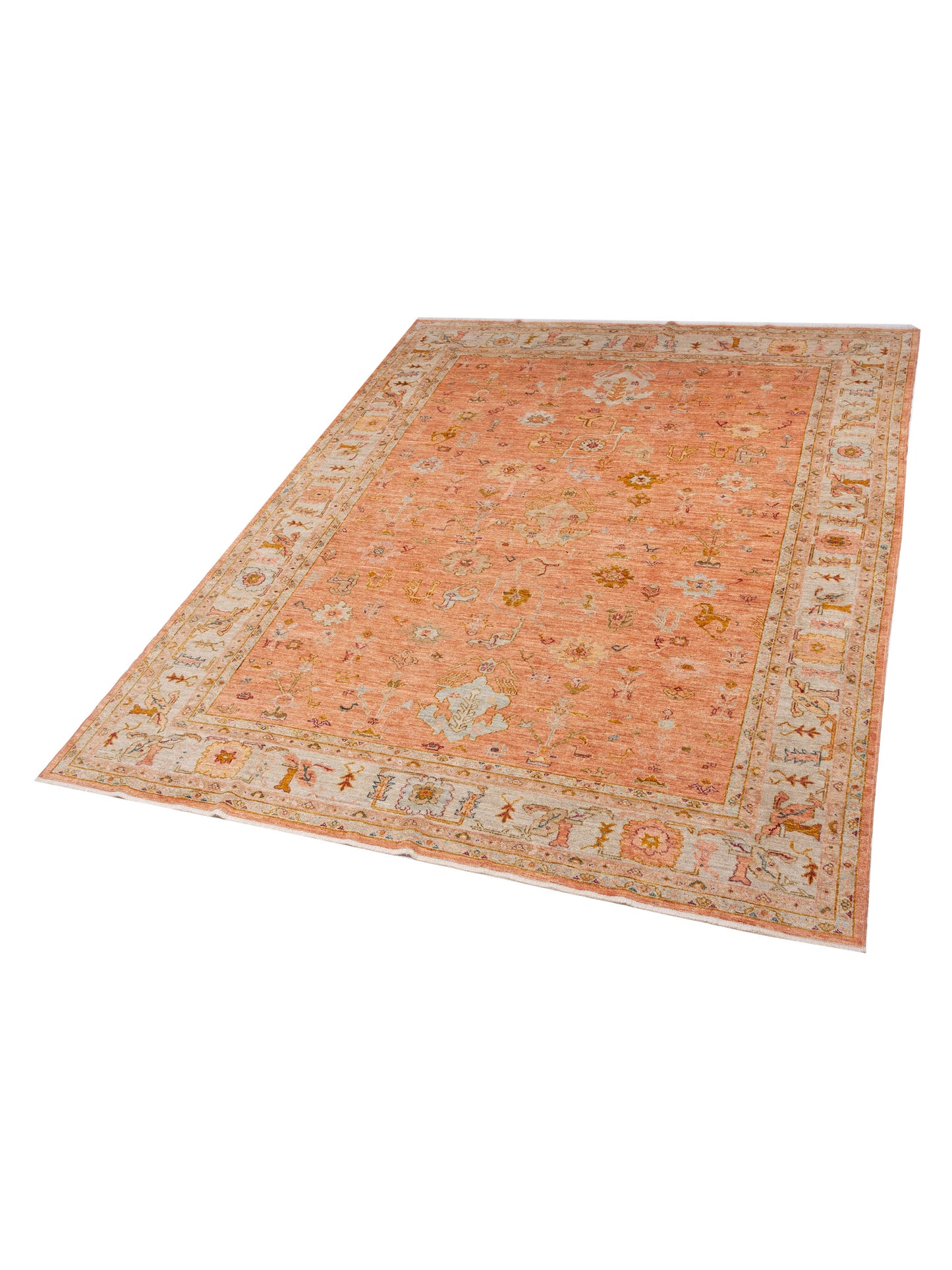 Angora Oushak 148225 Pink Ivory 10.3x13 Hand Knotted Rug