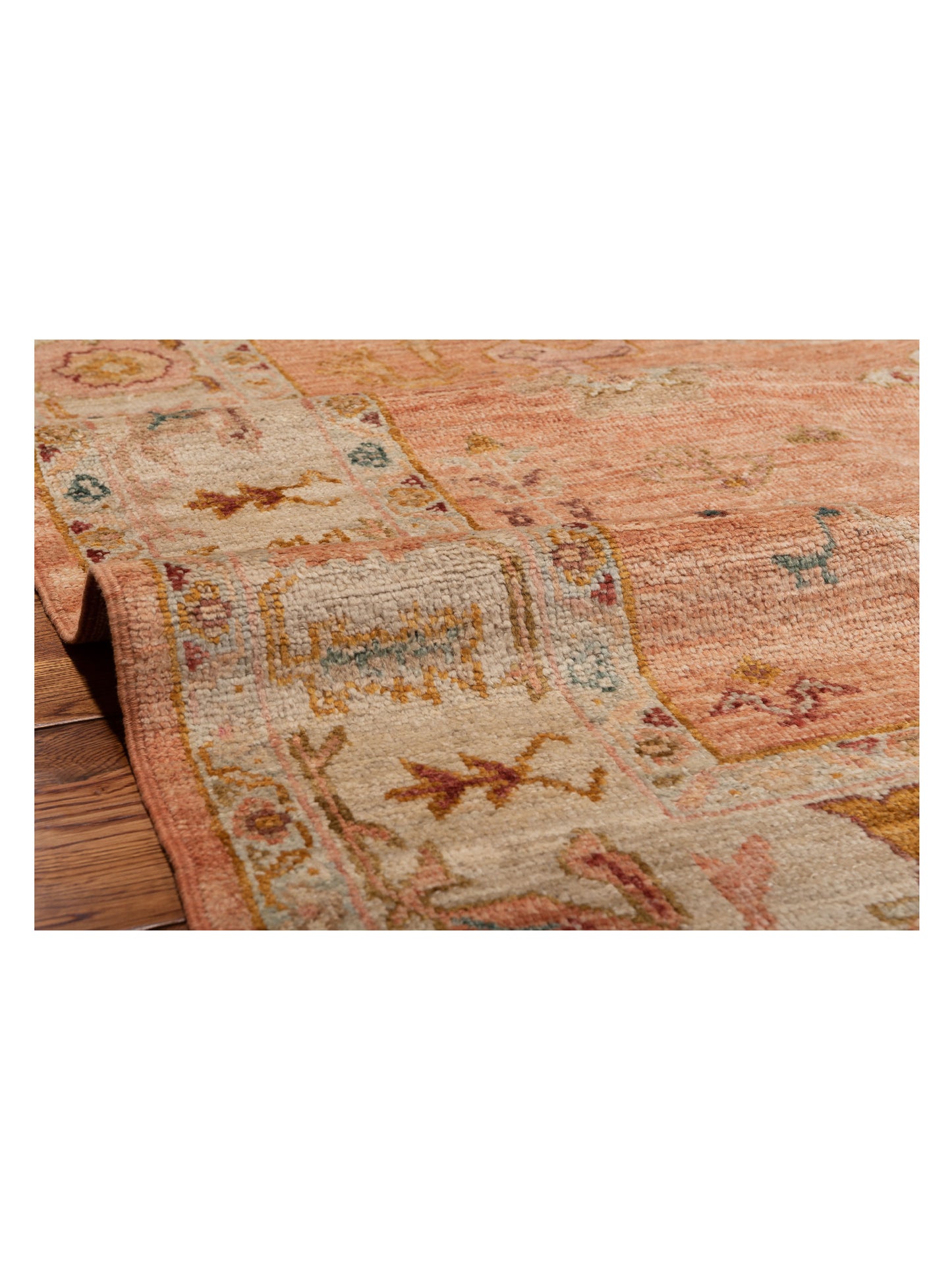 Angora Oushak 148226 Pink Ivory 6.2x13.6 Hand Knotted Rug