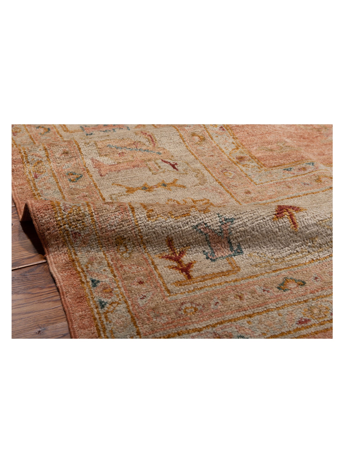 Angora Oushak 148231 Pink Ivory 12.2x17.6 Hand Knotted Rug