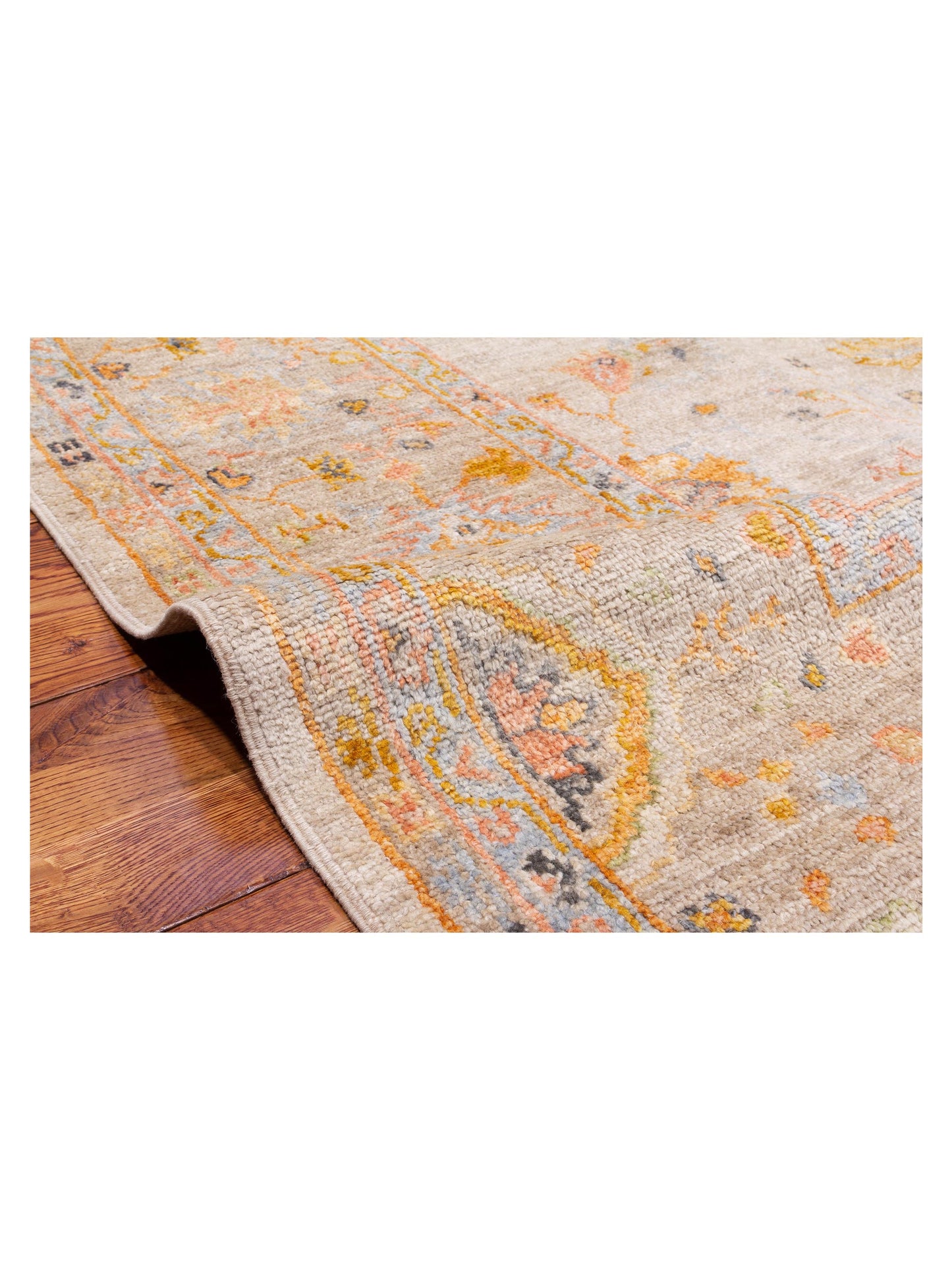 Angora Oushak 148233 Ivory Silver 8.3x9.7 Hand Knotted Rug