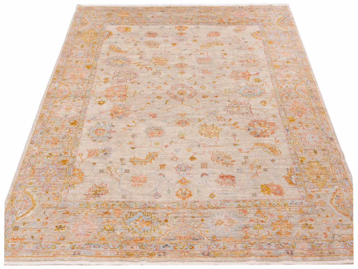 Angora Oushak 148255 Ivory Silver 8.3x9.6 Hand Knotted Rug