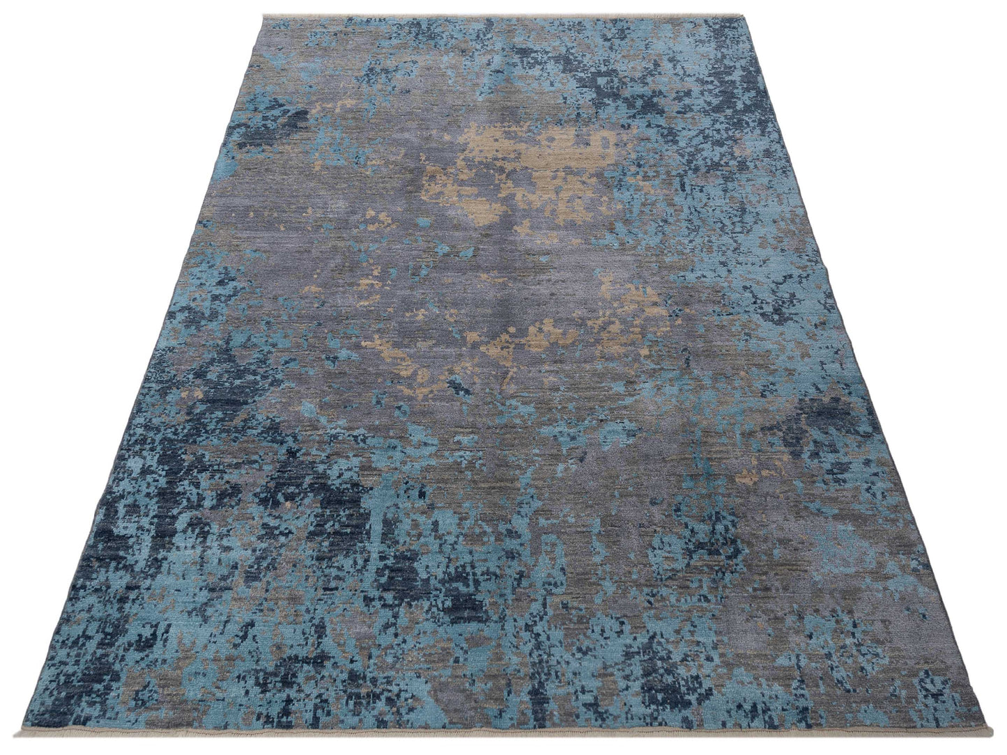 Angora Oushak 148256 Multi Blue Gray 8x9.6 Hand Knotted Rug