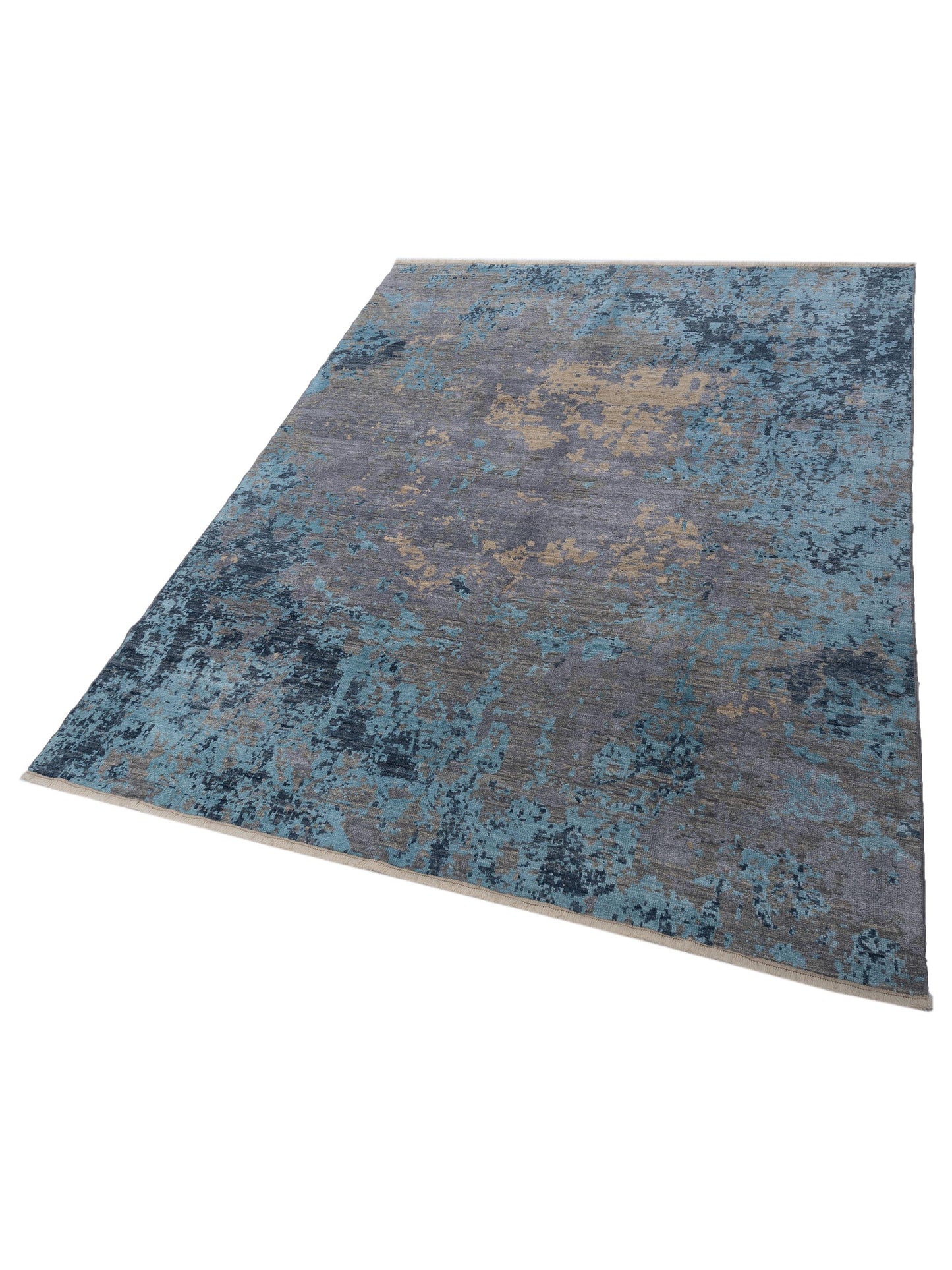 Angora Oushak 148256 Multi Blue Gray 8x9.6 Hand Knotted Rug