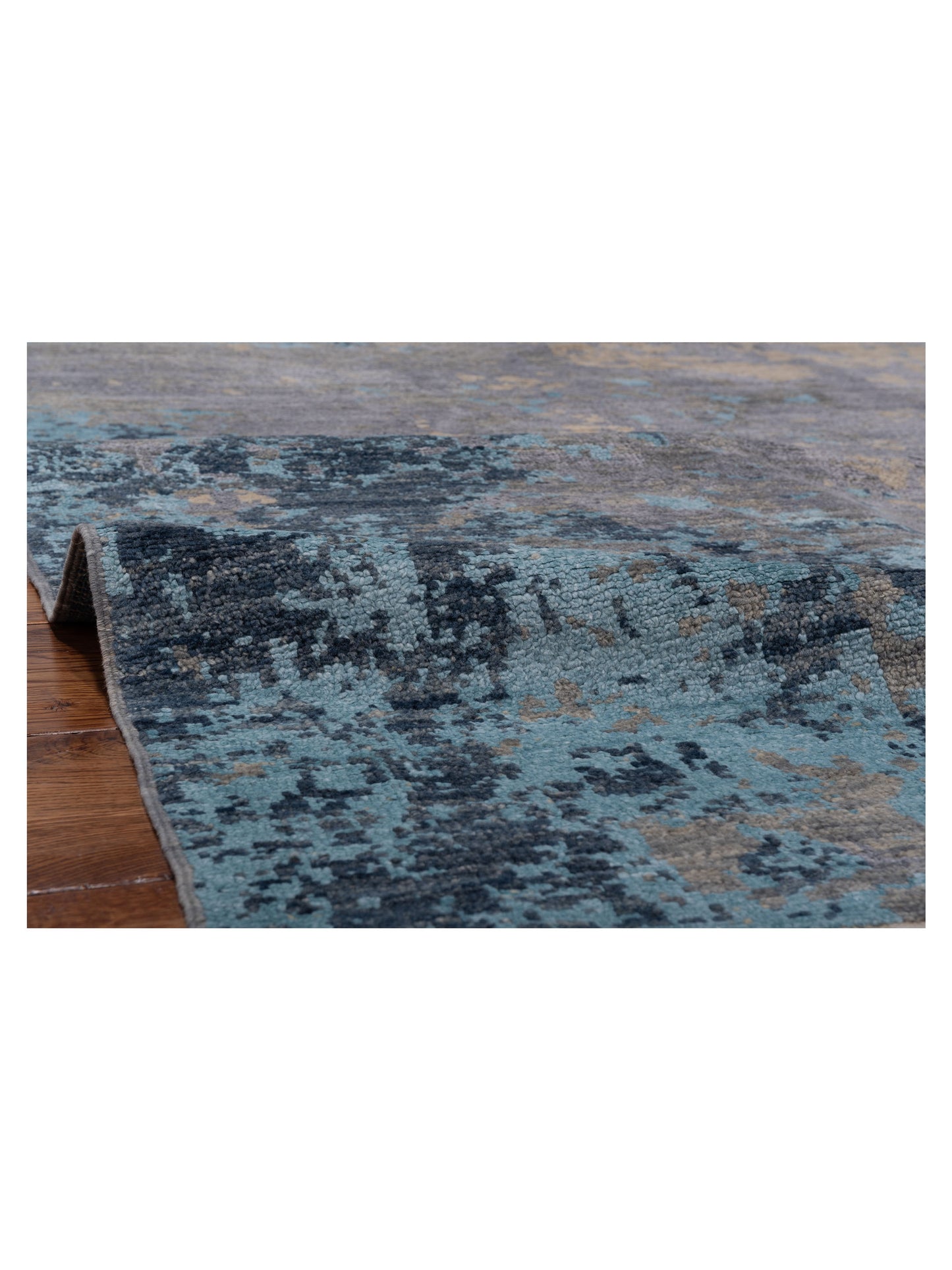 Angora Oushak 148256 Multi Blue Gray 8x9.6 Hand Knotted Rug