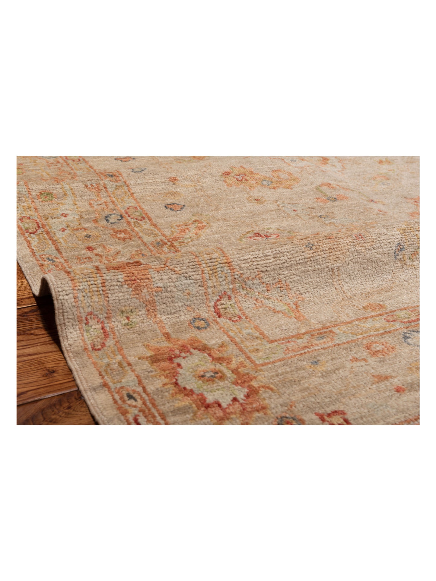 Angora Oushak 148261 Ivory Silver 4.11x6.6 Hand Knotted Rug