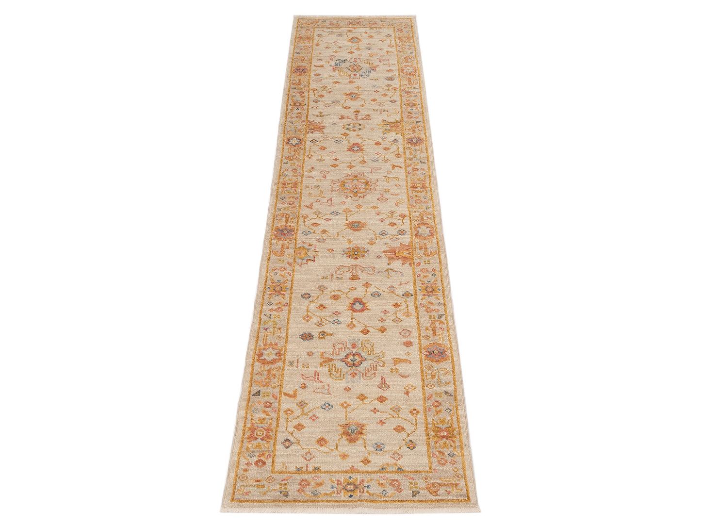 Angora Oushak 148273 Ivory Silver 2.5x11.5 Hand Knotted Rug