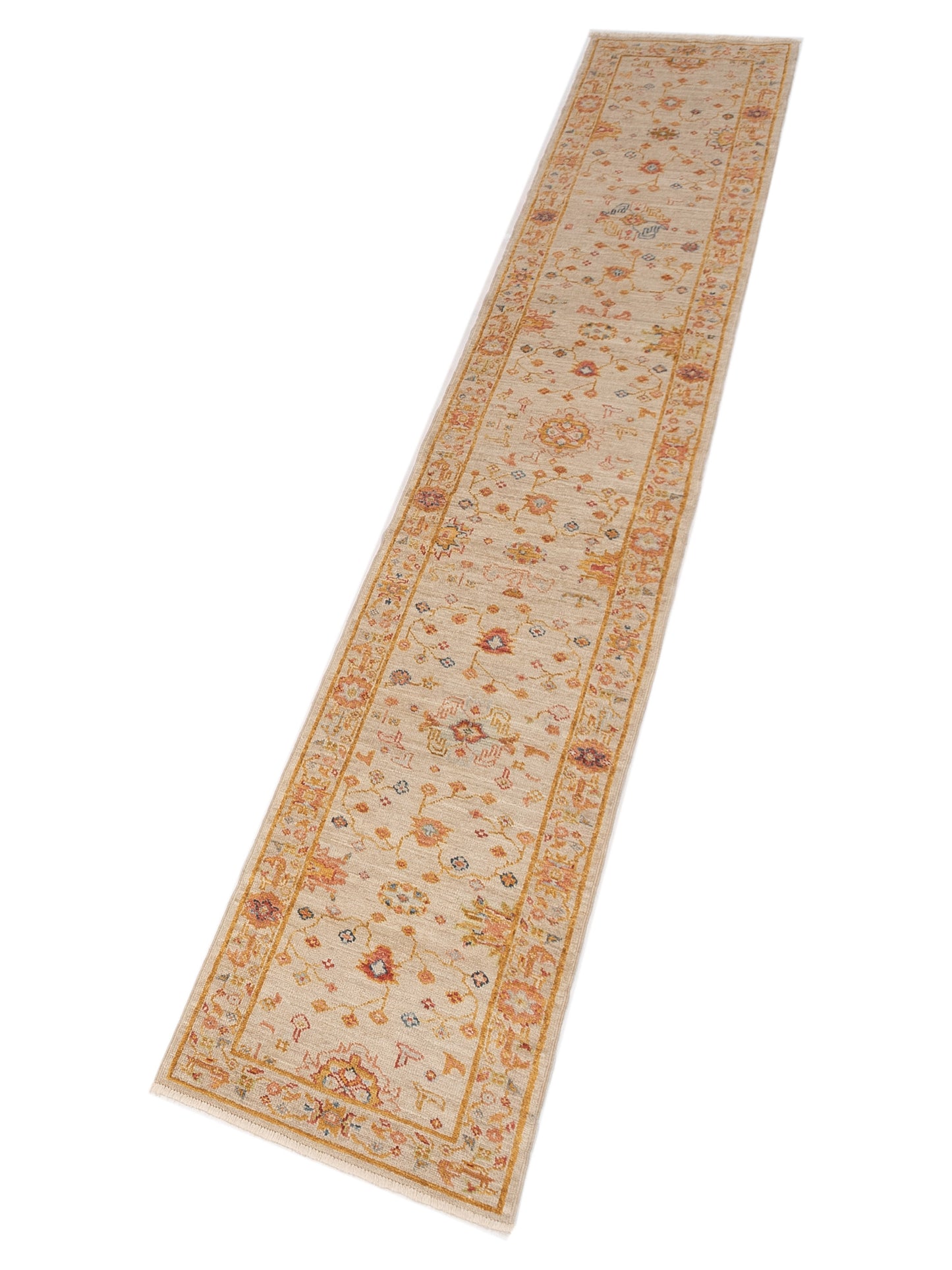 Angora Oushak 148278 Ivory Ivory 2.7x15.3 Hand Knotted Rug