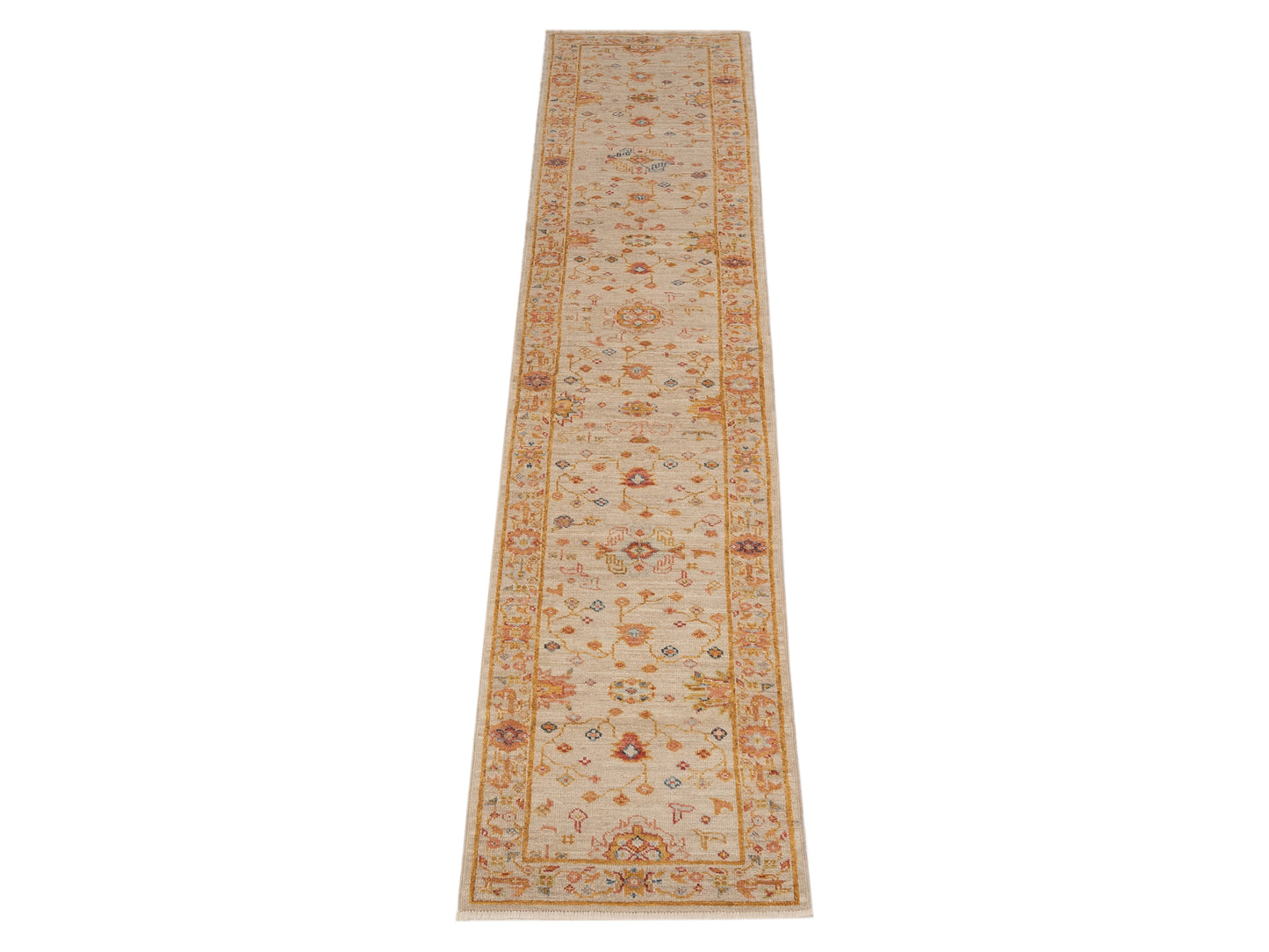 Angora Oushak 148278 Ivory Ivory 2.7x15.3 Hand Knotted Rug
