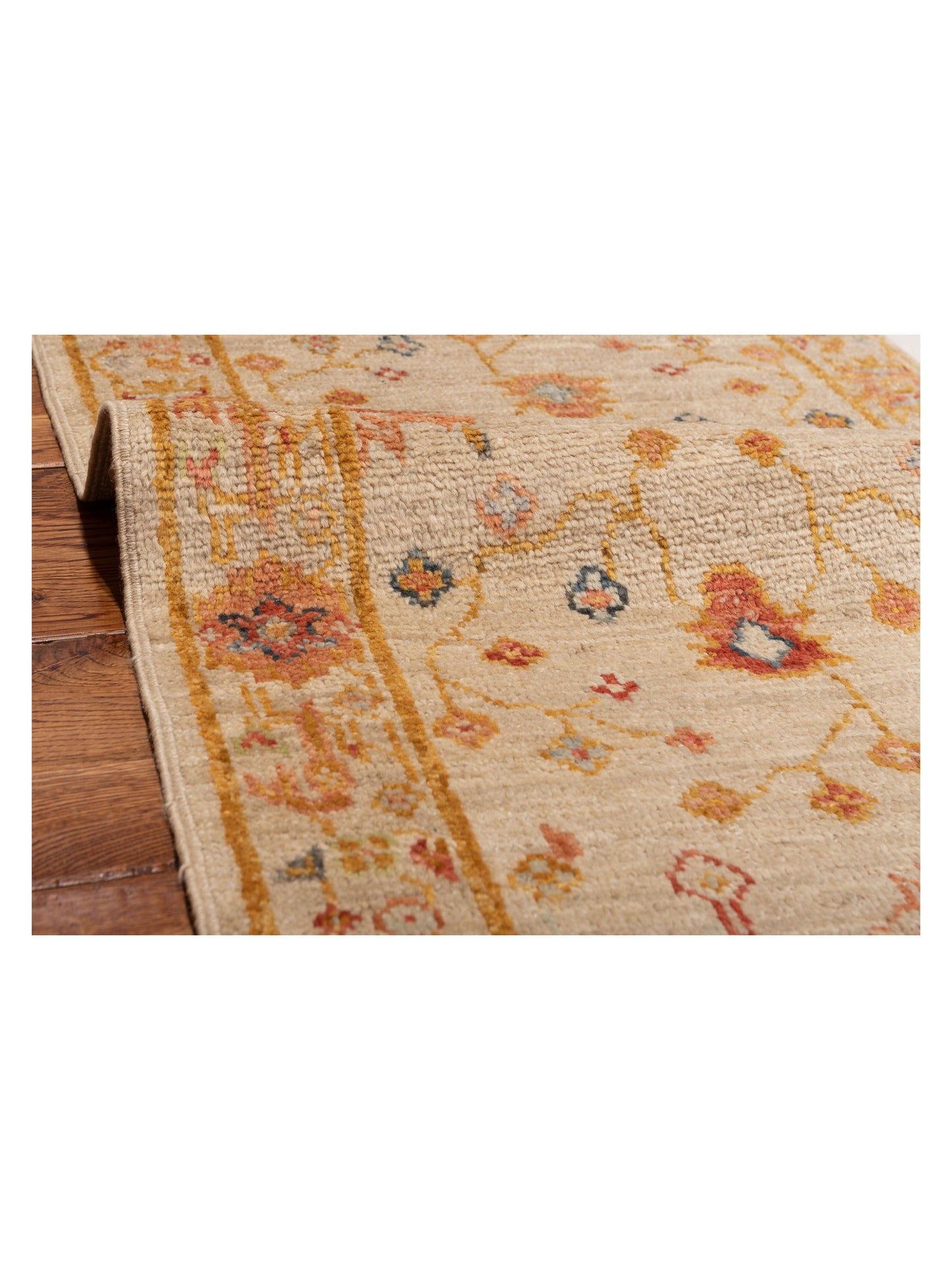 Angora Oushak 148278 Ivory Ivory 2.7x15.3 Hand Knotted Rug