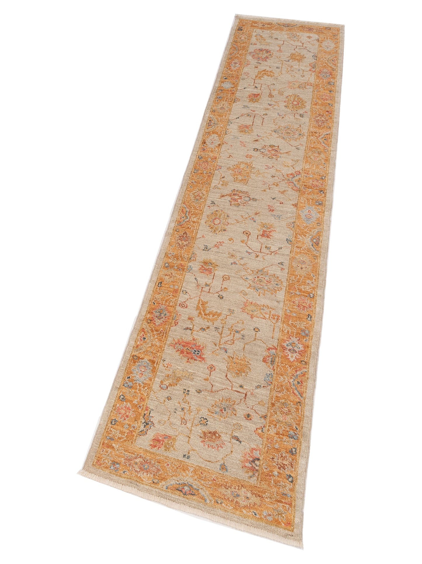 Angora Oushak 148282 Ivory Orange 2.7x11.10 Hand Knotted Rug