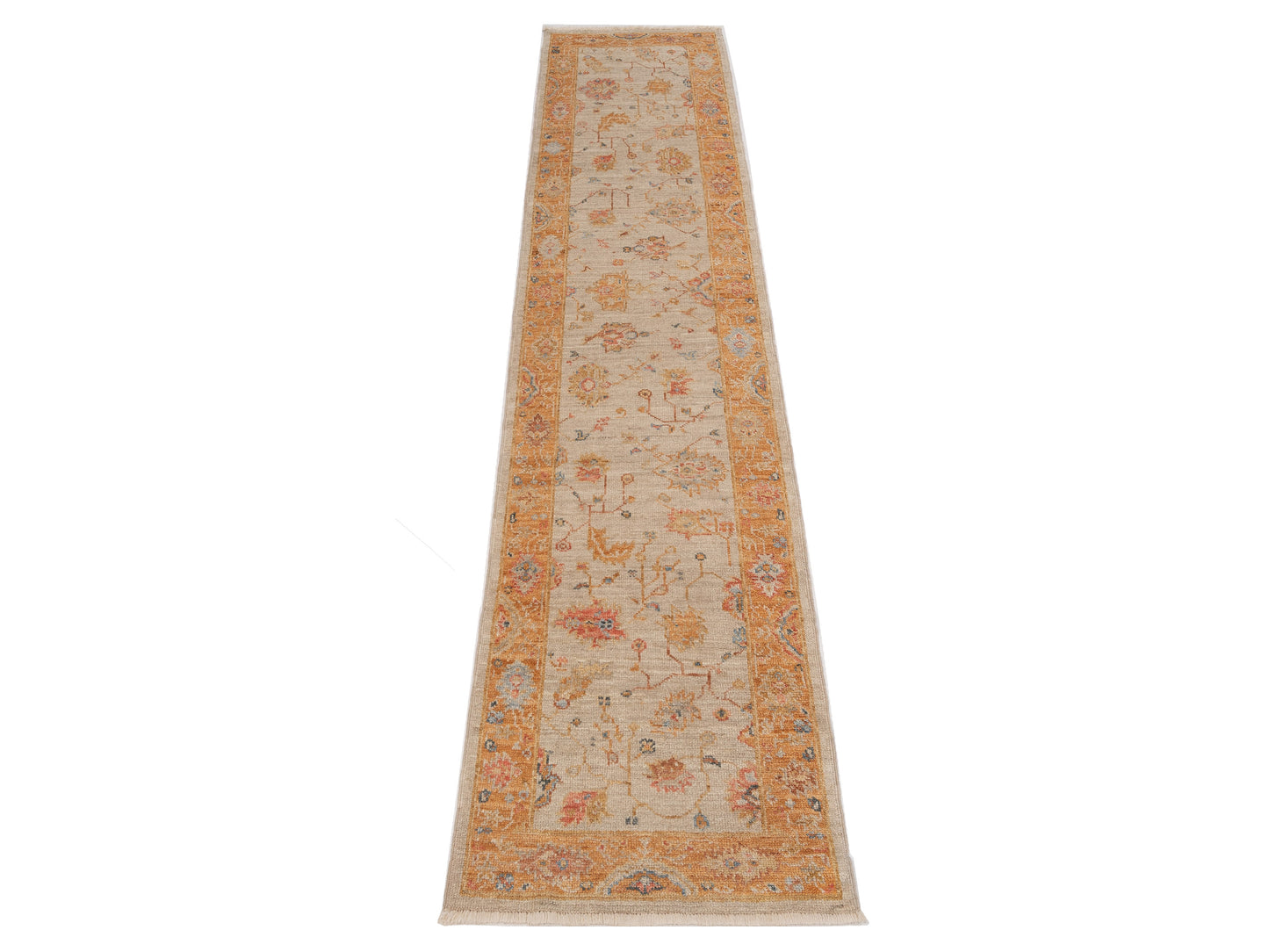 Angora Oushak 148282 Ivory Orange 2.7x11.10 Hand Knotted Rug