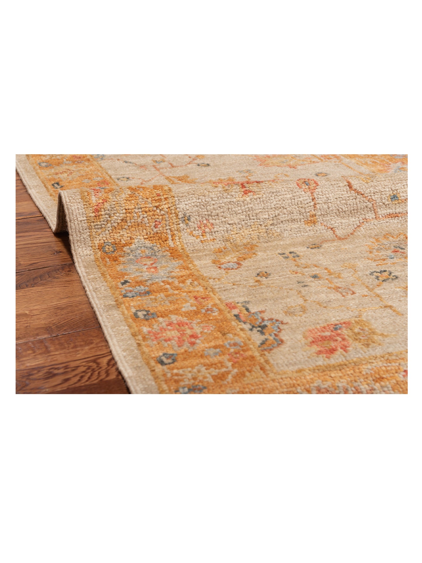 Angora Oushak 148282 Ivory Orange 2.7x11.10 Hand Knotted Rug