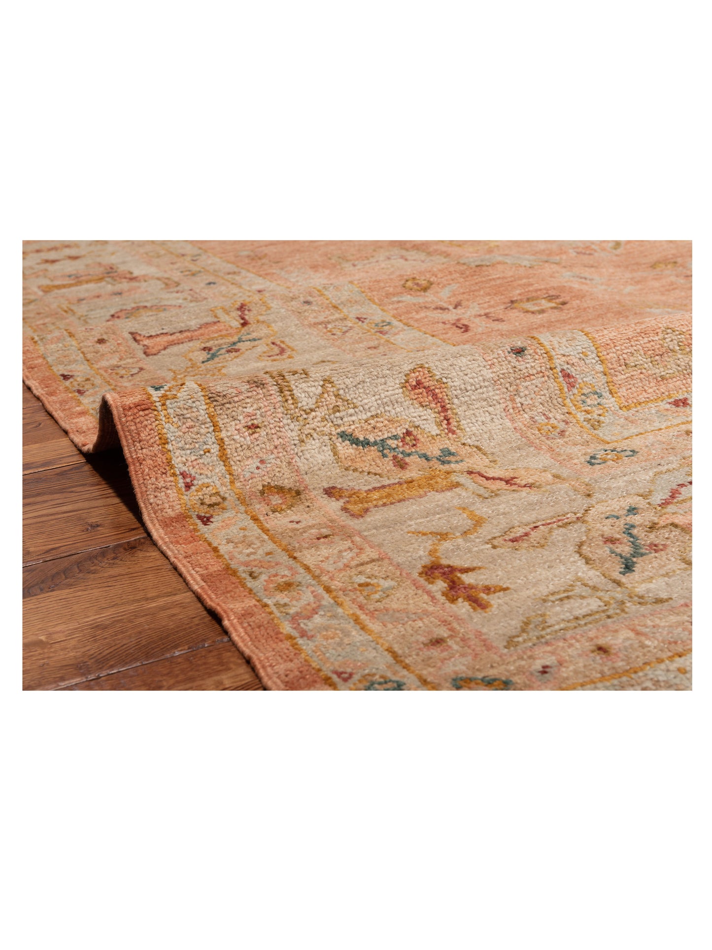 Angora Oushak 148290 Pink Ivory 10.1x13.2 Hand Knotted Rug