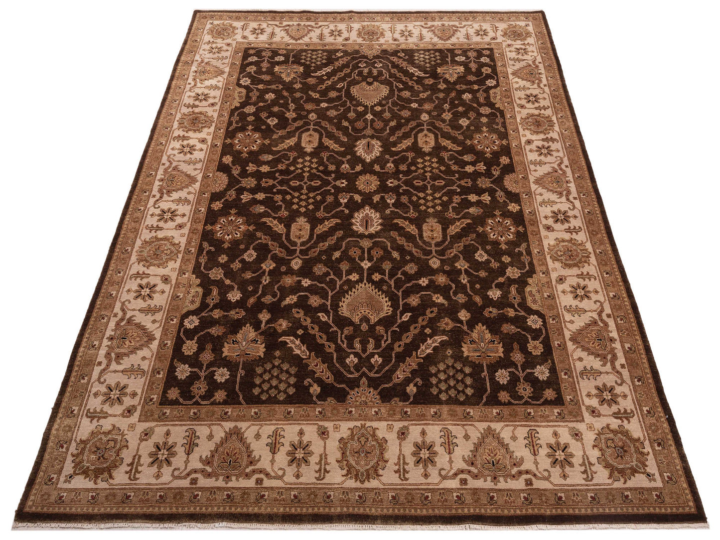 Ghazani 148309 Dark Green Ivory 9x11.9 Hand Knotted Rug