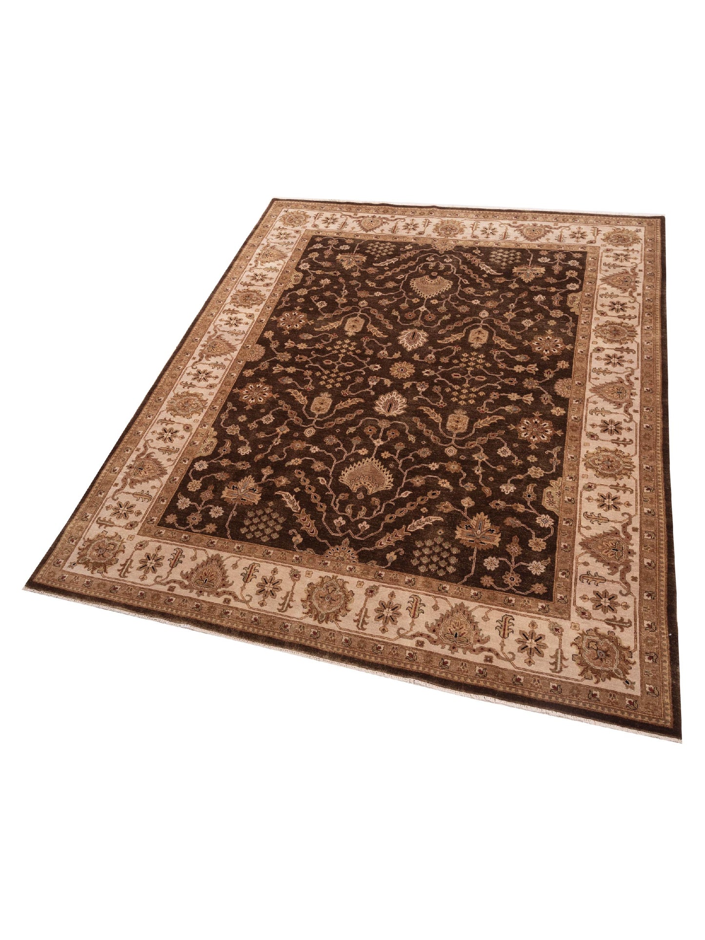 Ghazani 148309 Dark Green Ivory 9x11.9 Hand Knotted Rug