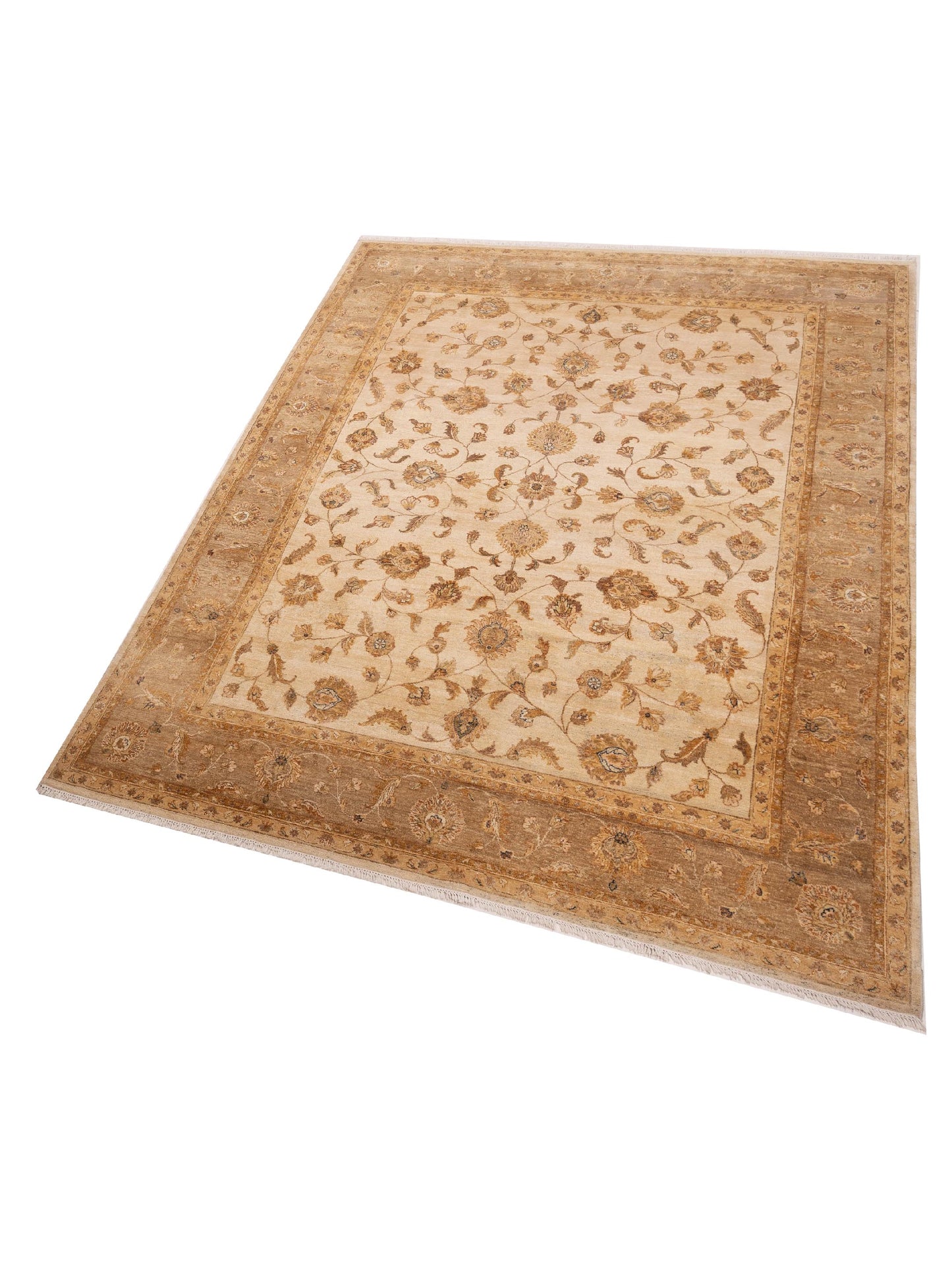 Ghazani 148310 Ivory Light Brown 9x11.8 Hand Knotted Rug
