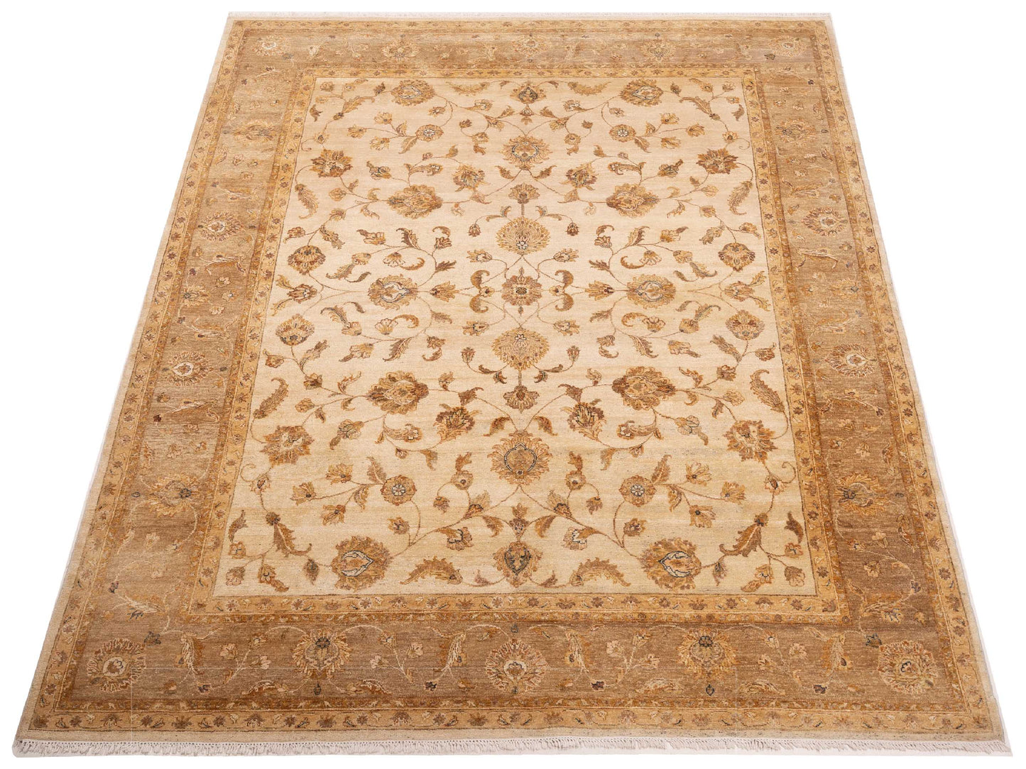 Ghazani 148310 Ivory Light Brown 9x11.8 Hand Knotted Rug
