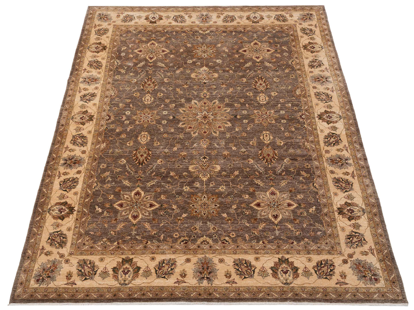 Ghazani 148312 Brown Ivory 8.11x11.9 Hand Knotted Rug