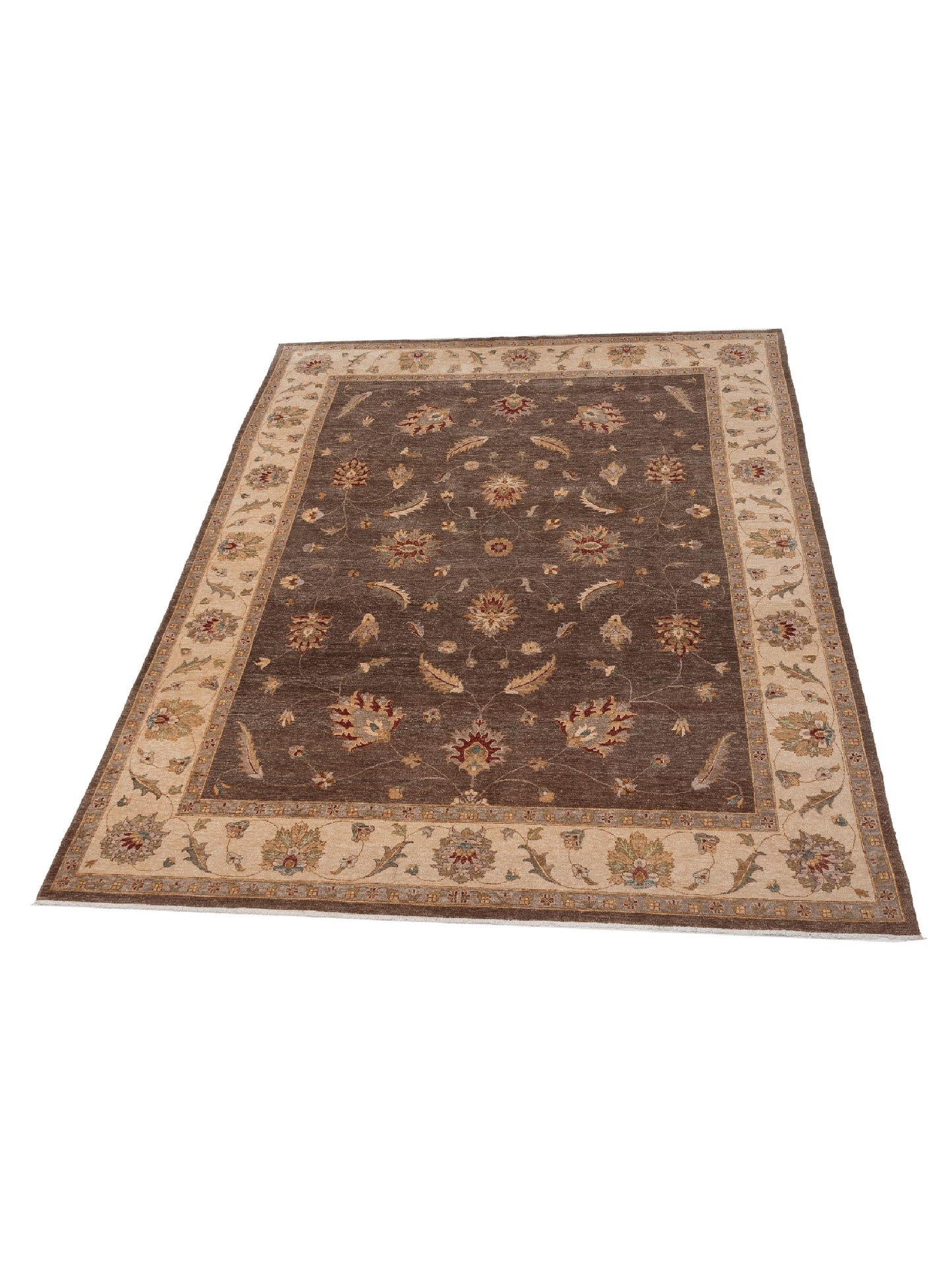 Ghazani 148316 Brown Ivory 8.11x11.10 Hand Knotted Rug