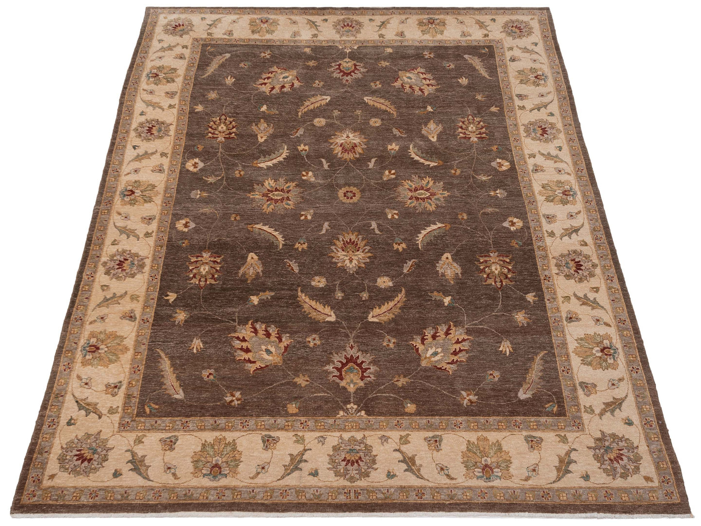 Ghazani 148316 Brown Ivory 8.11x11.10 Hand Knotted Rug