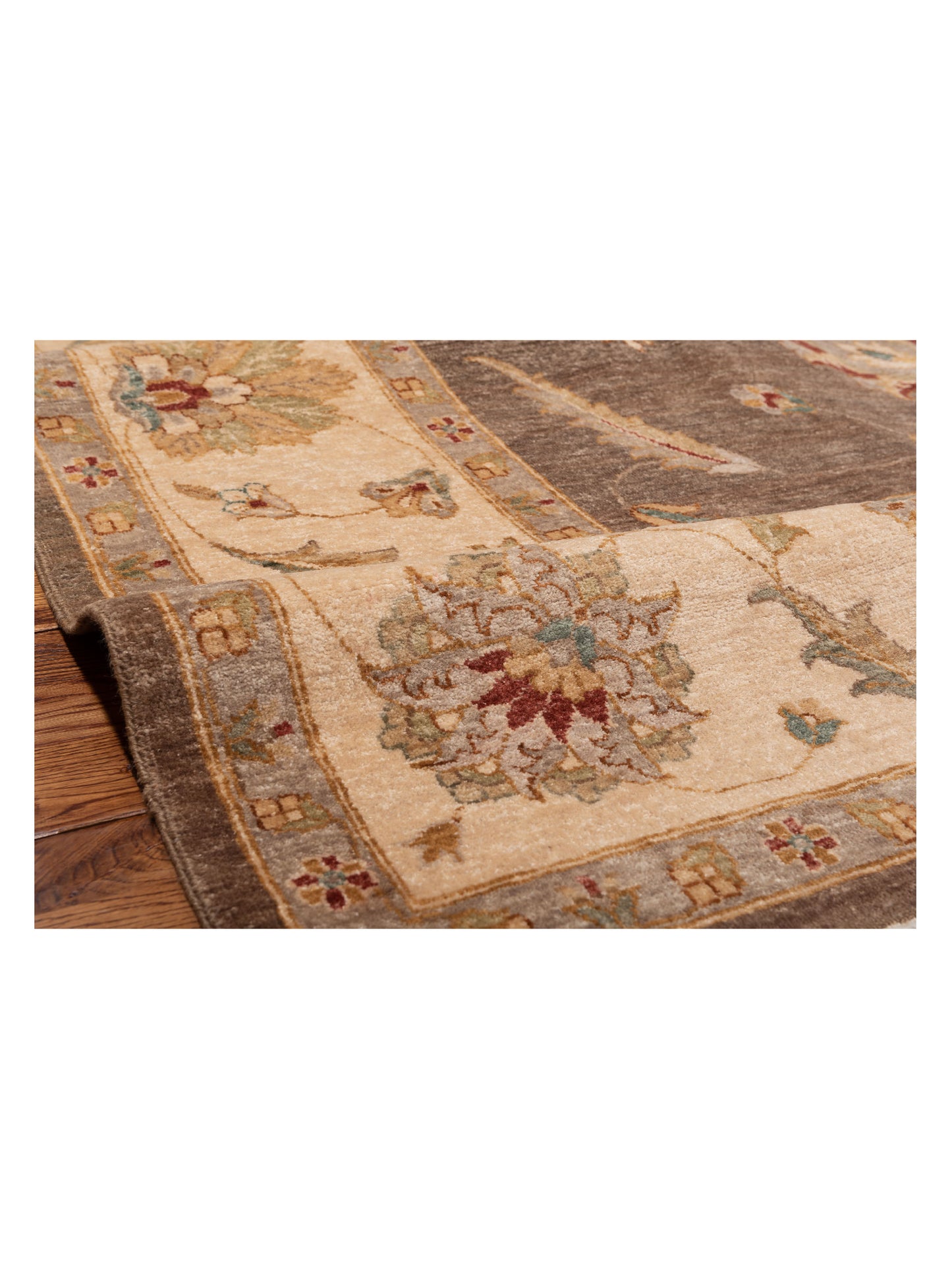 Ghazani 148316 Brown Ivory 8.11x11.10 Hand Knotted Rug