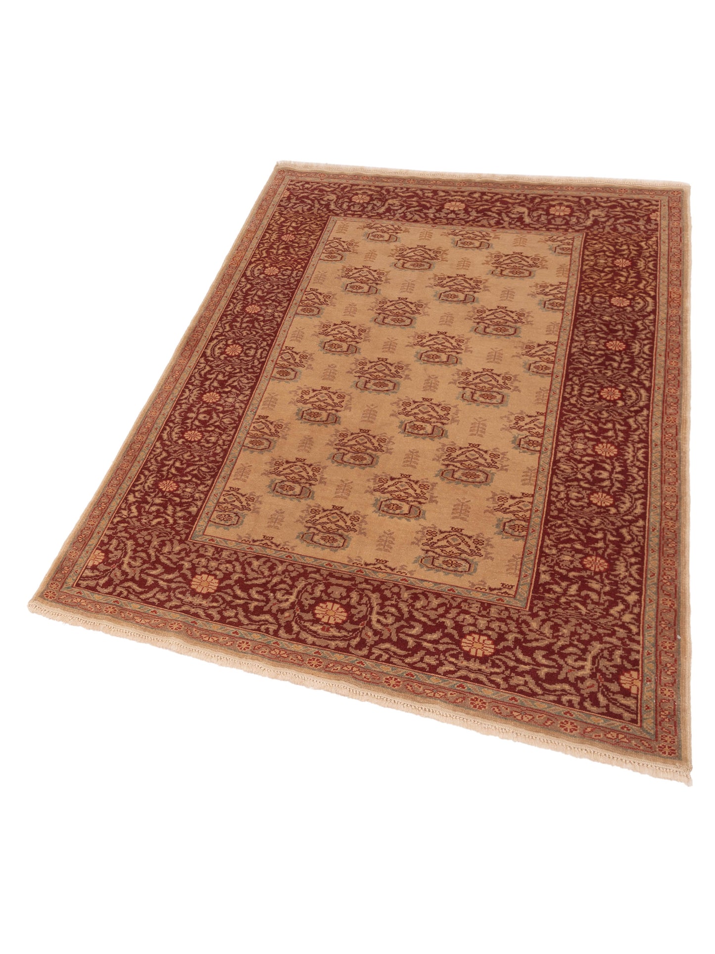 Antique Loom 148320 Beige Red 5.1x7.4 Hand Knotted Rug