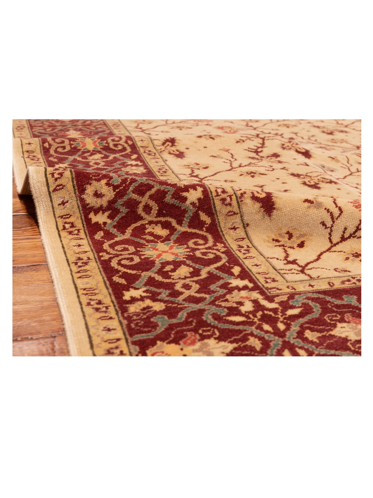 Antique Loom 148322 Ivory Red 4.10x6.11 Hand Knotted Rug