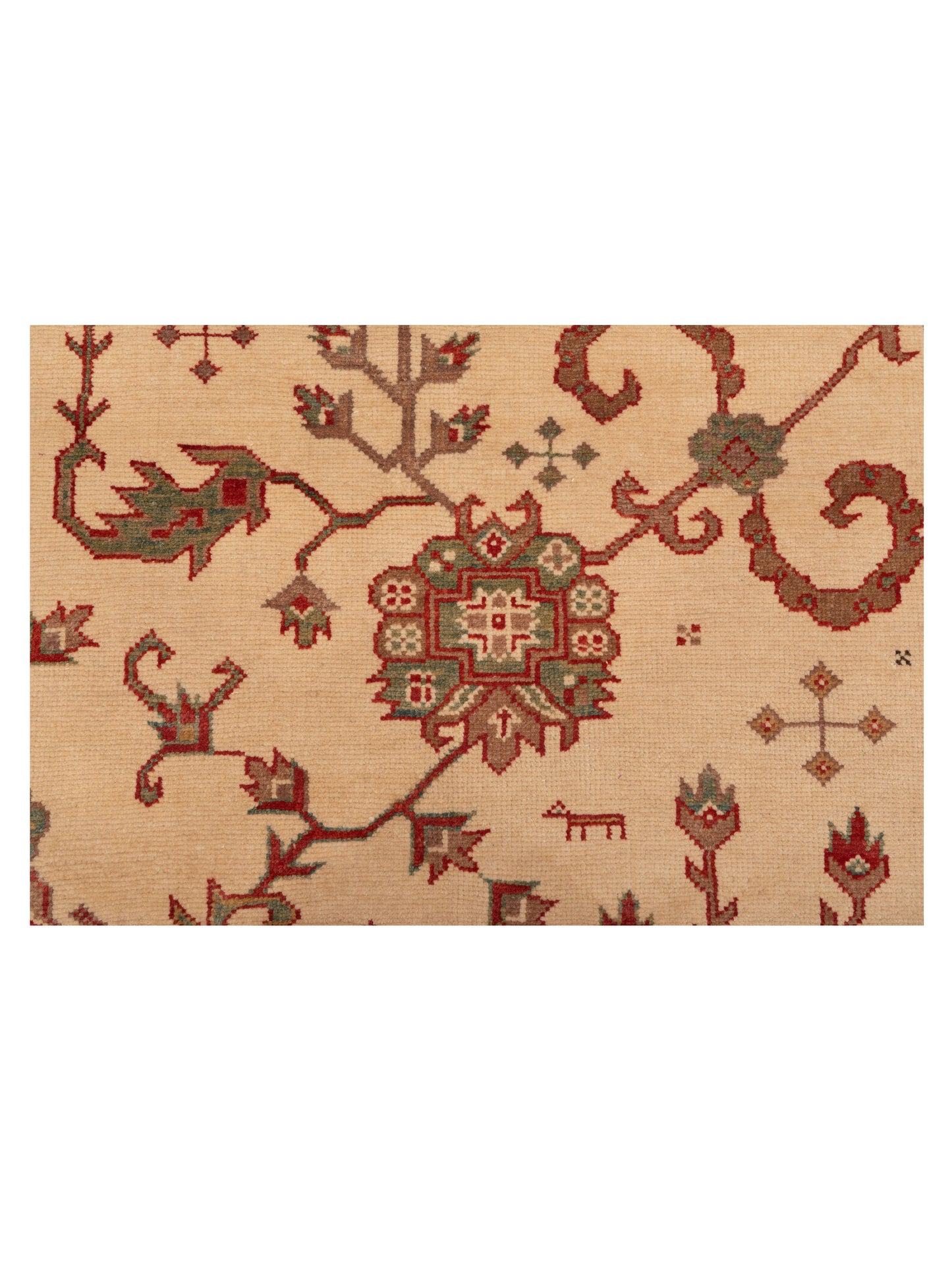 Antique Loom 148327 Ivory Green 4x6 Hand Knotted Rug