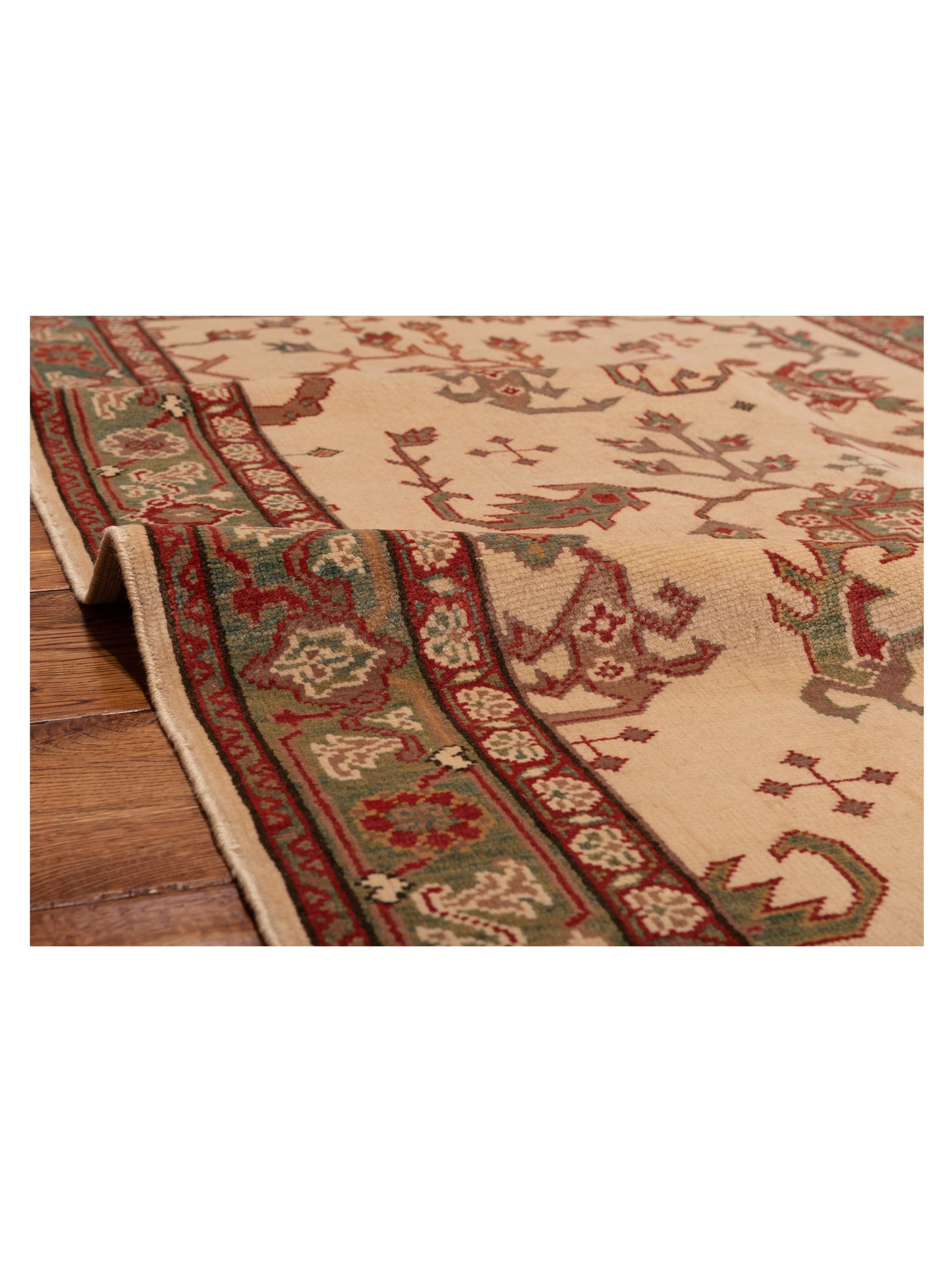 Antique Loom 148327 Ivory Green 4x6 Hand Knotted Rug