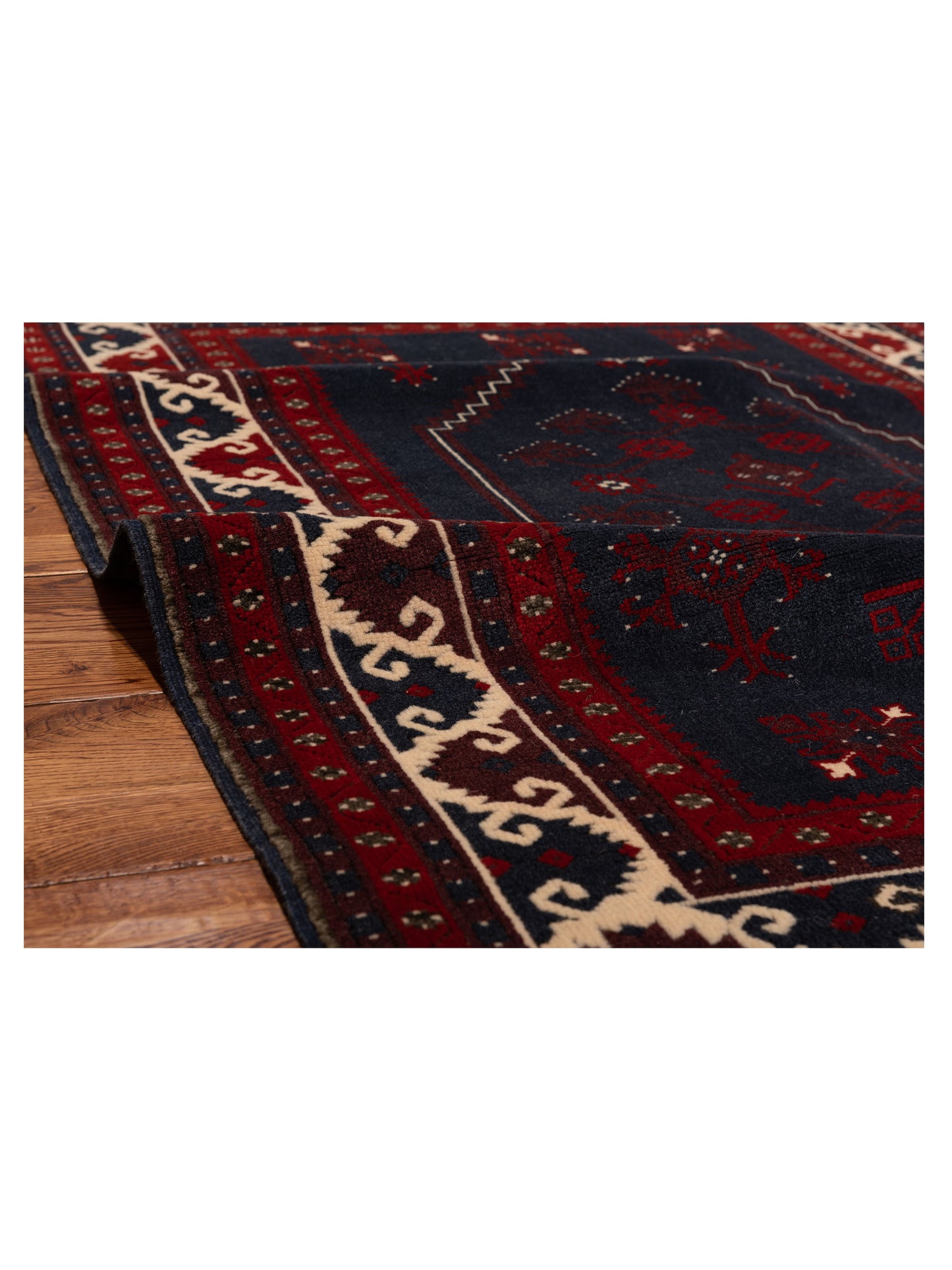Turkish Shirwan 148333 Charcoal Ivory 4x5.7 Hand Knotted Rug