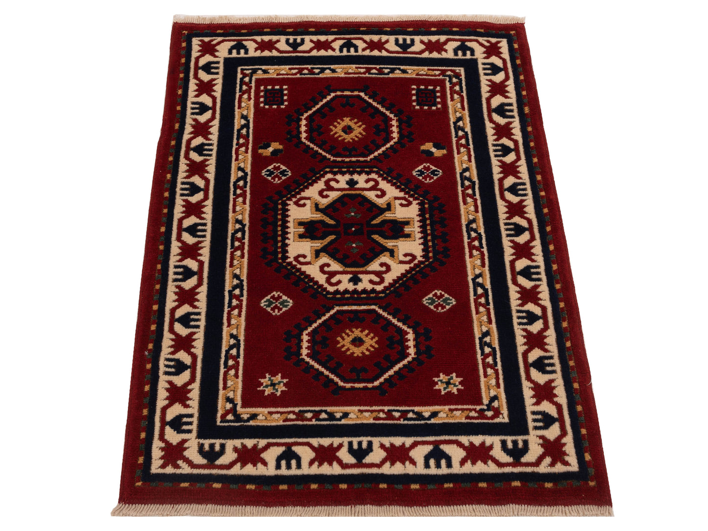 Turkish Shirwan 148337 Red Ivory 3.3x4 Hand Knotted Rug
