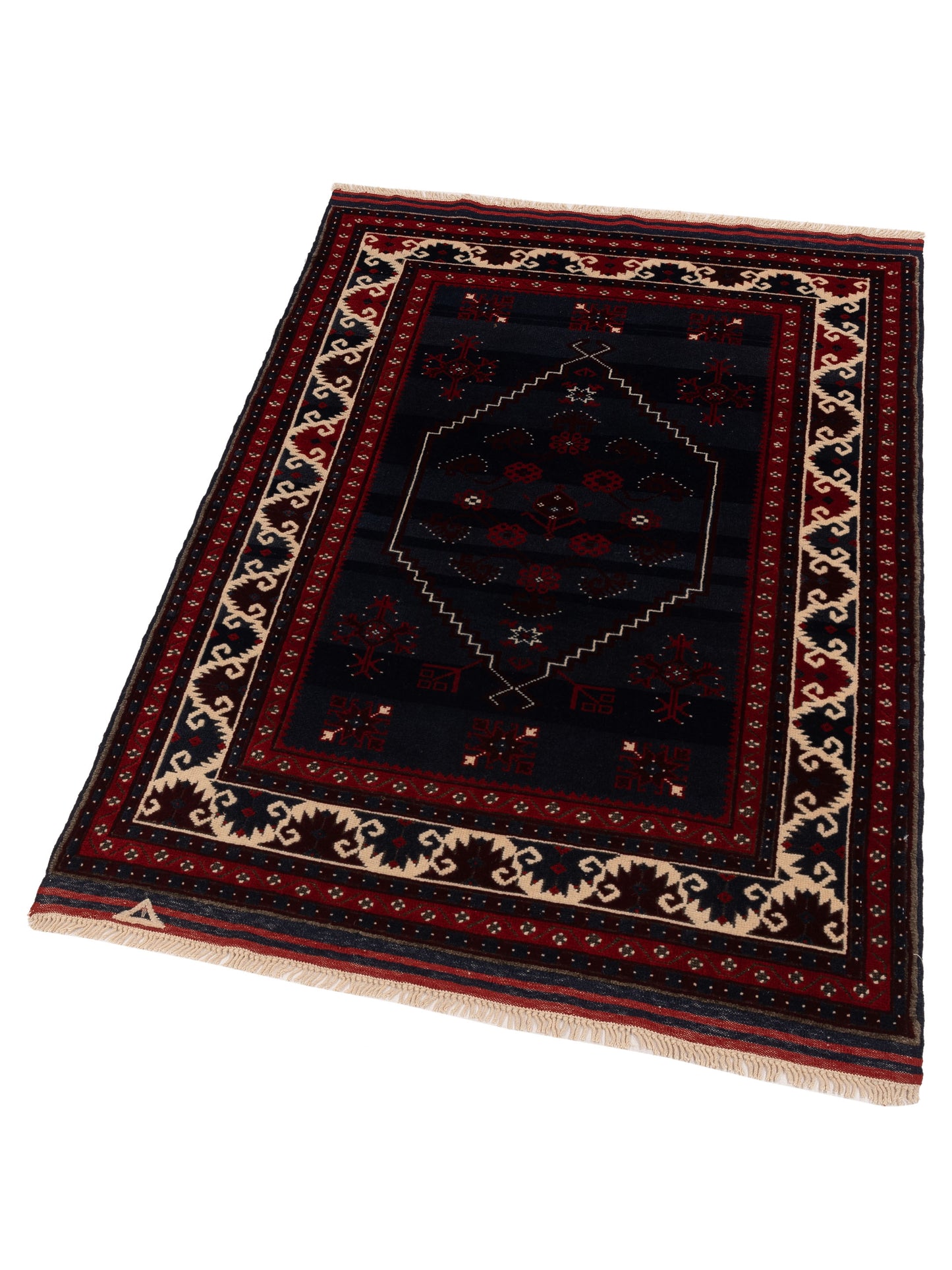 Turkish Shirwan 148339 Charcoal Ivory 4x5.10 Hand Knotted Rug