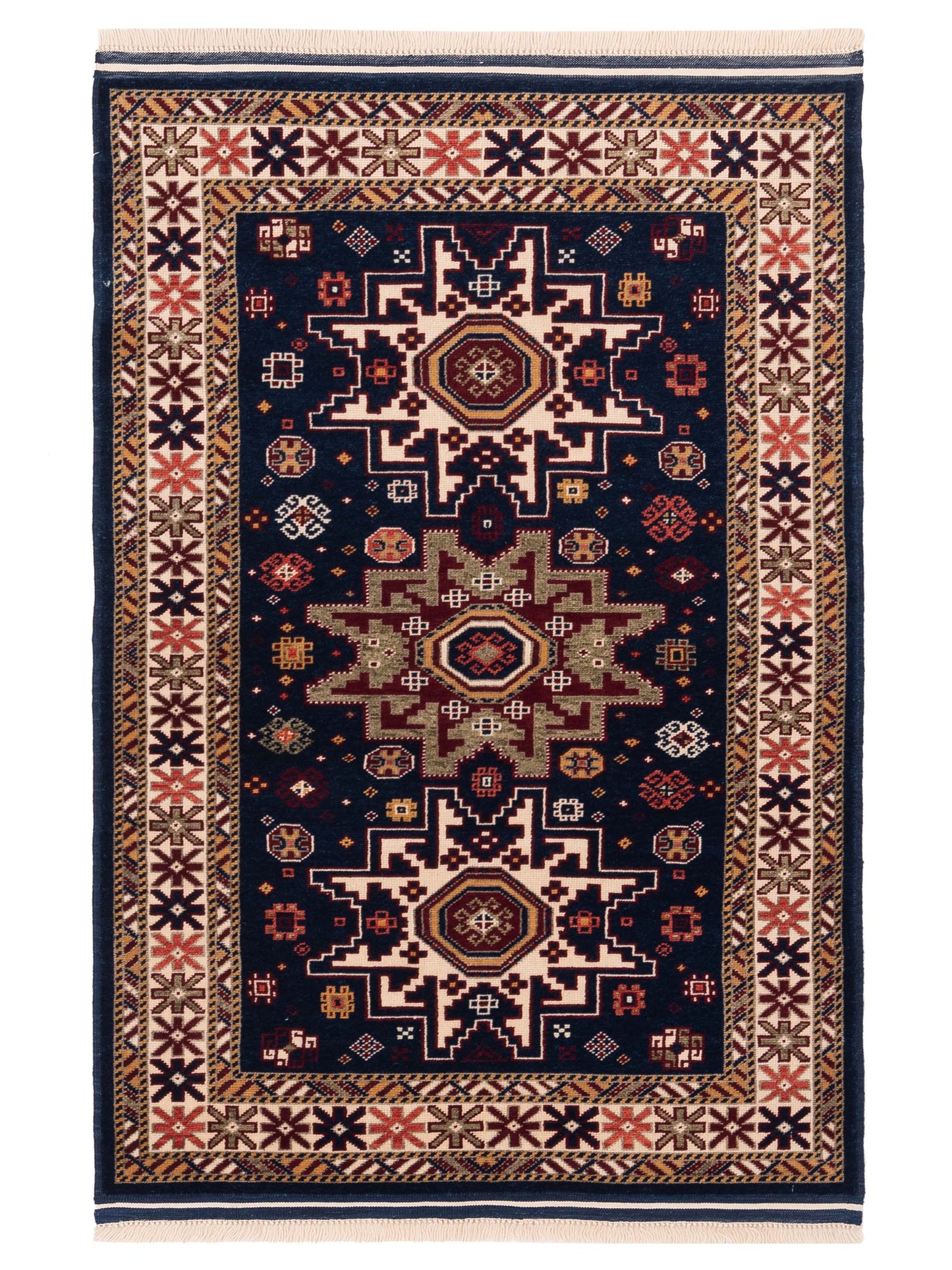 Pasha Turkish Shirwan Navy Ivory Traditional