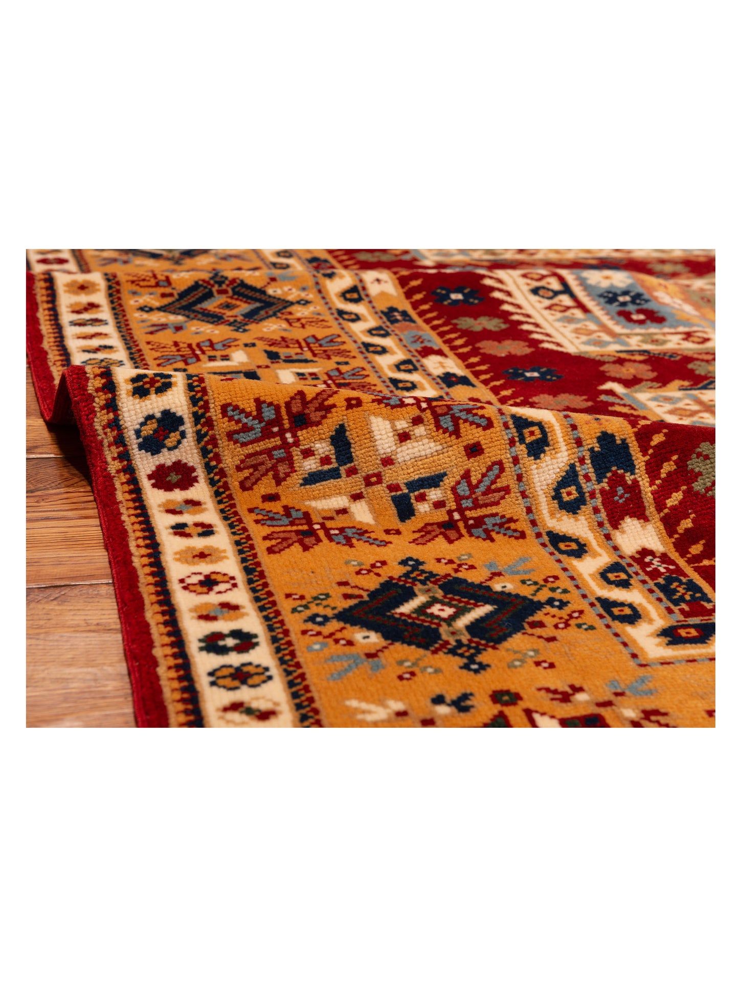 Turkish Shirwan 148342 Red Gold 4.10x6.10 Hand Knotted Rug