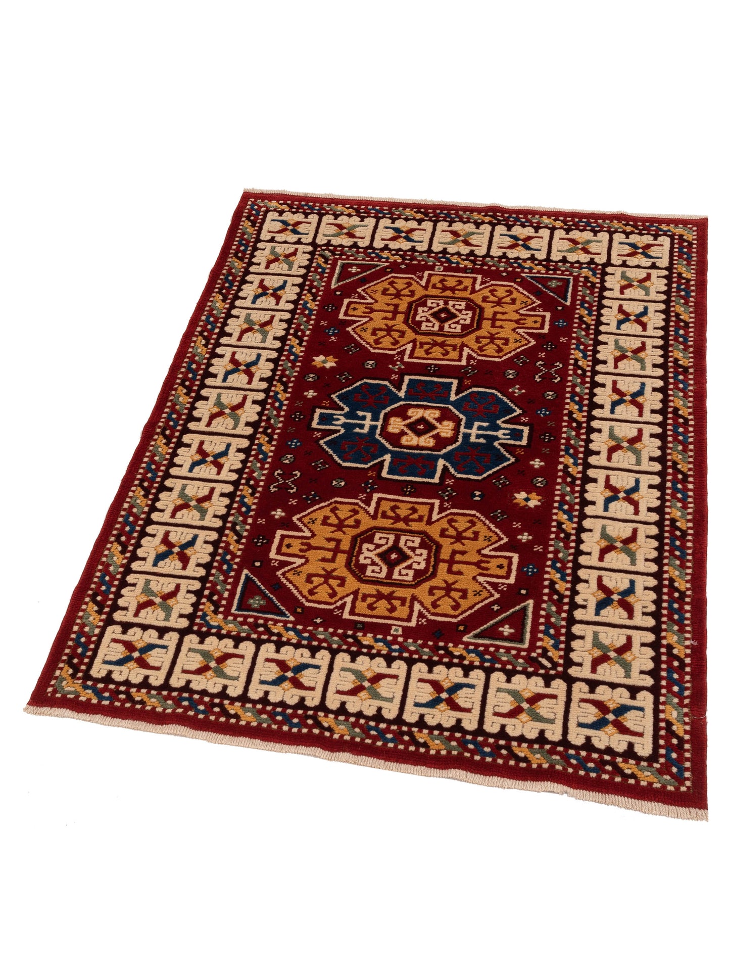 Turkish Shirwan 148344 Red Ivory 4.1x5.6 Hand Knotted Rug