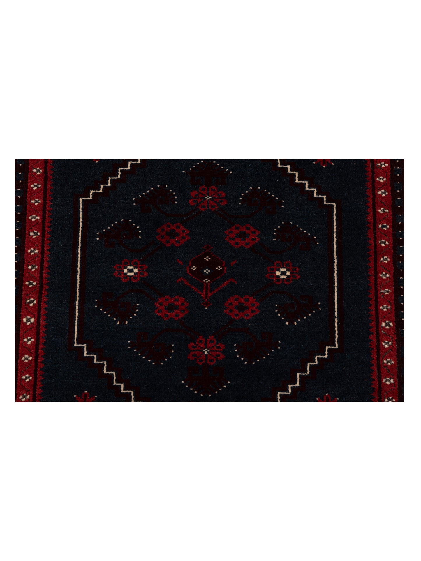 Turkish Shirwan 148345 Black Ivory 4x5.4 Hand Knotted Rug