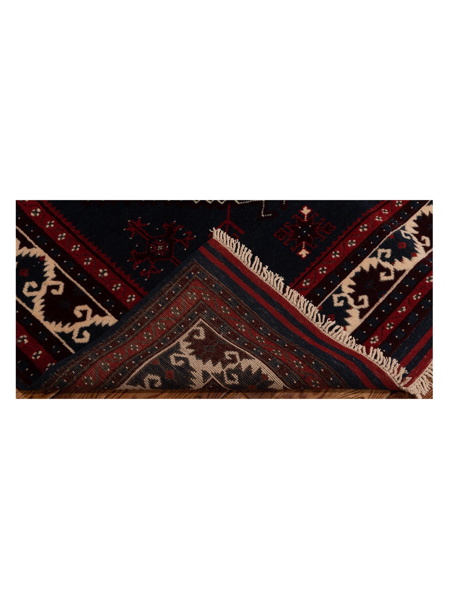 Turkish Shirwan 148345 Black Ivory 4x5.4 Hand Knotted Rug