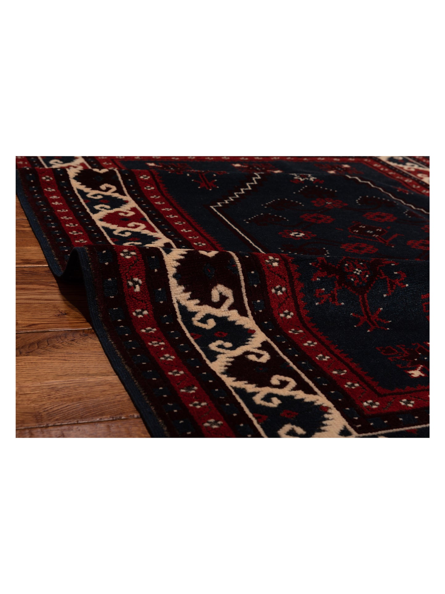 Turkish Shirwan 148345 Black Ivory 4x5.4 Hand Knotted Rug