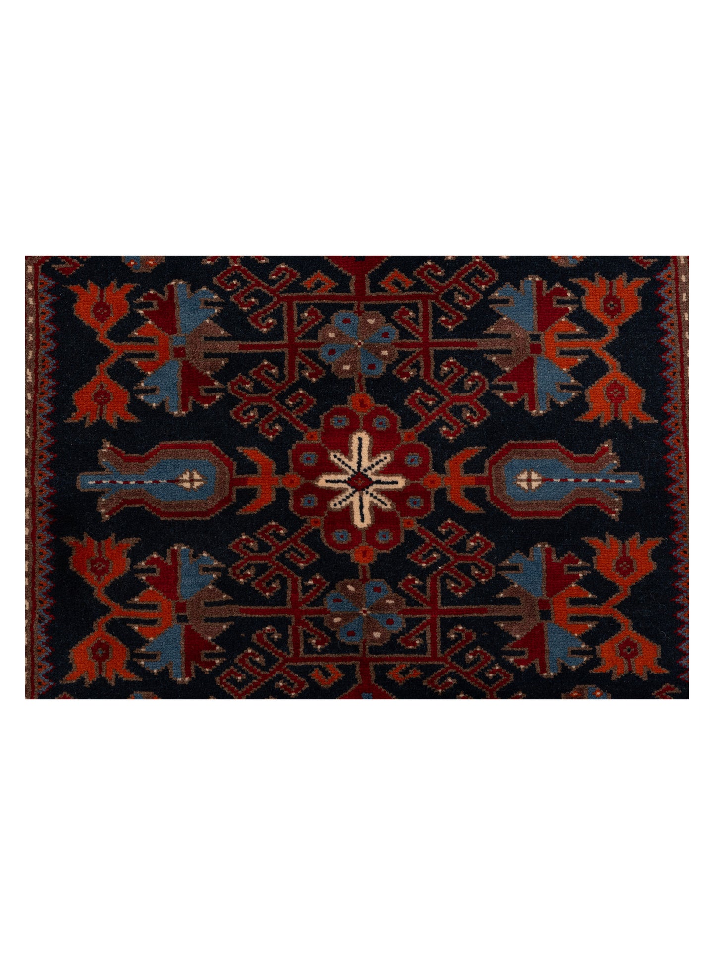 Turkish Shirwan 148346 Navy Red 3.11x5.3 Hand Knotted Rug