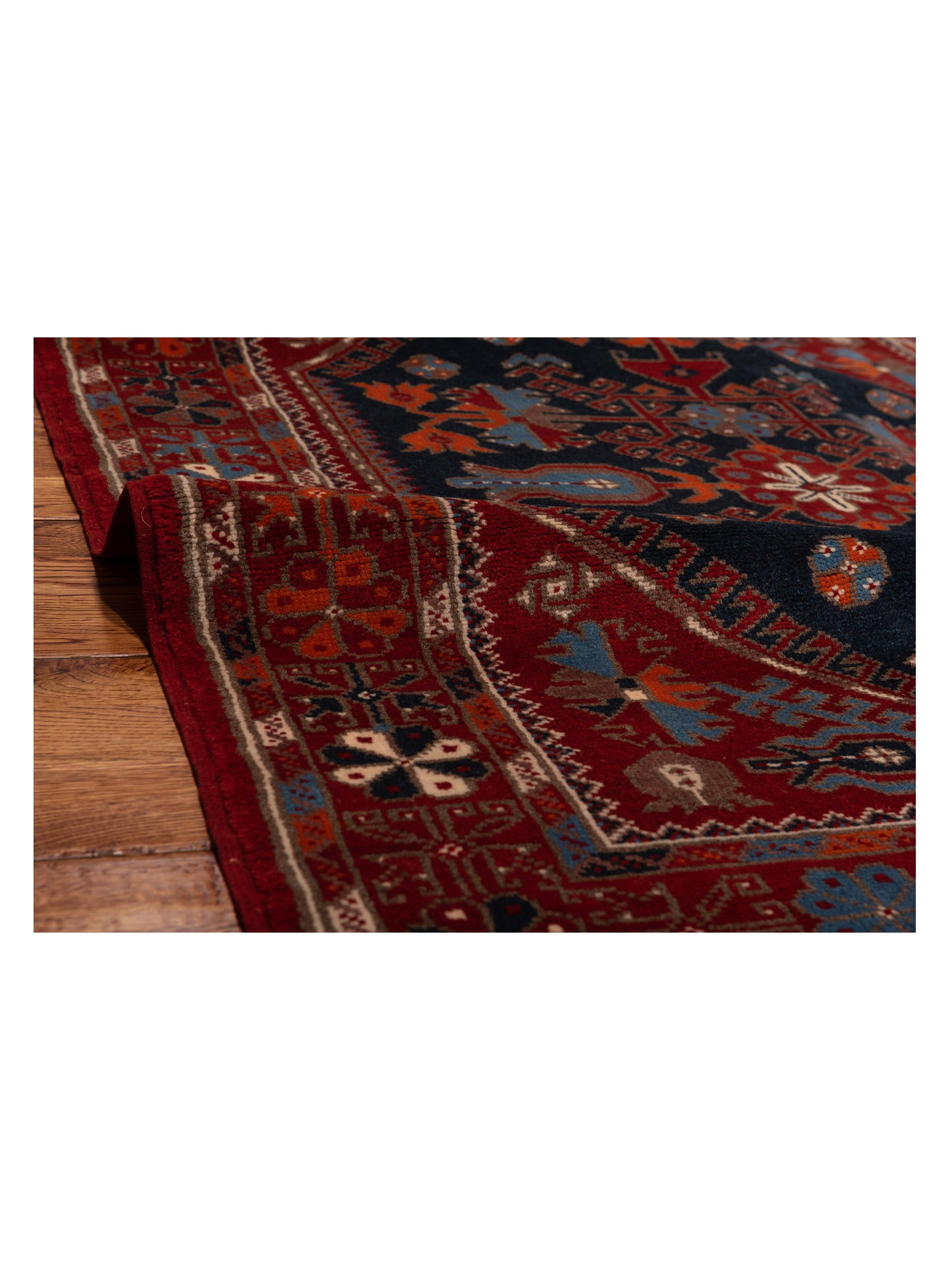 Turkish Shirwan 148346 Navy Red 3.11x5.3 Hand Knotted Rug