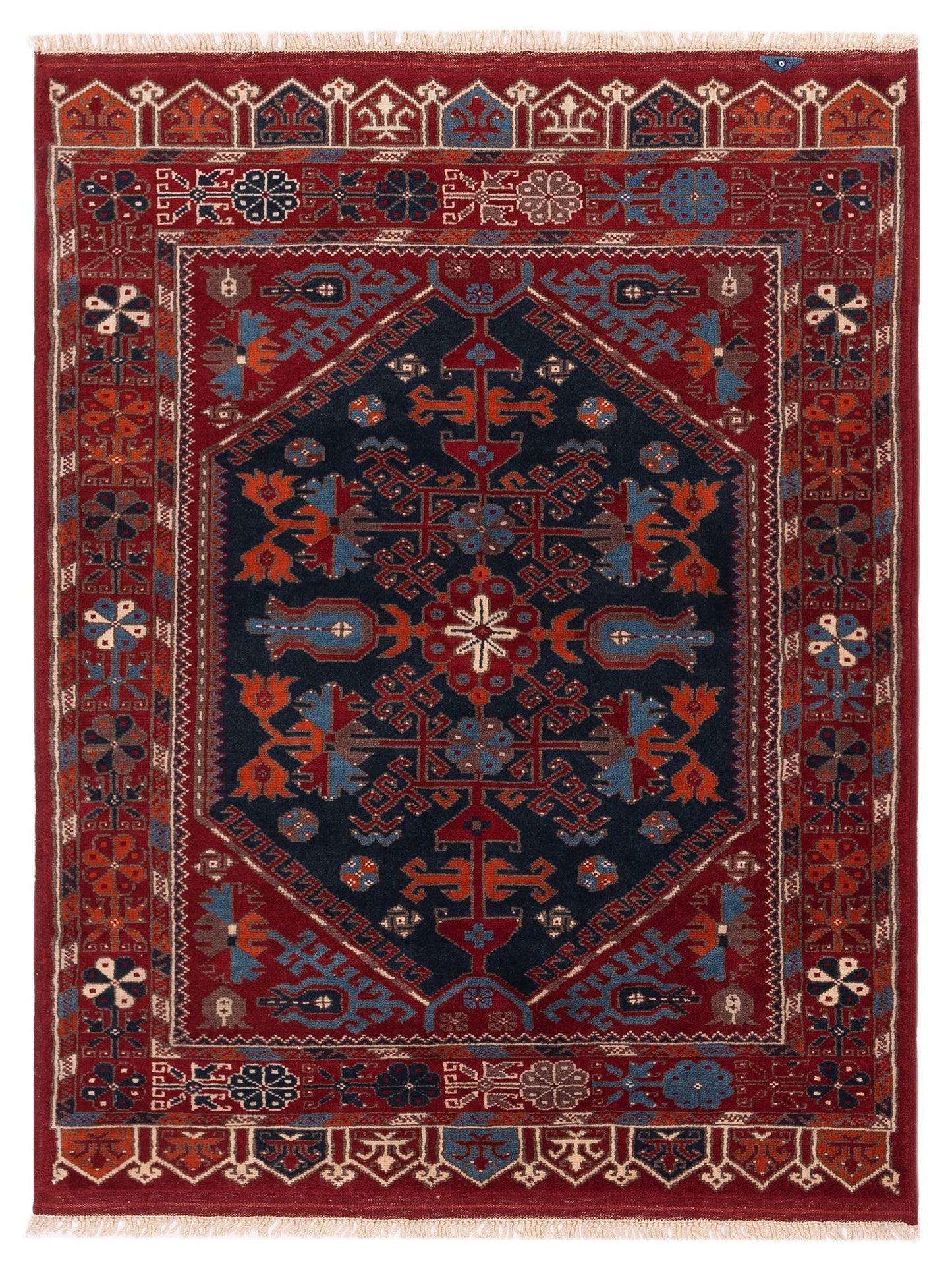 Pasha Turkish Shirwan Navy Red Traditional