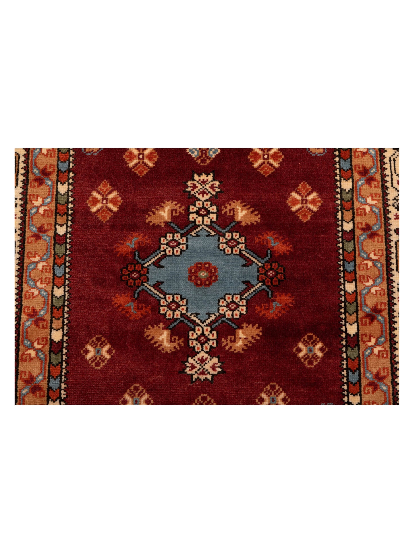 Turkish Shirwan 148353 Red Ivory 3.10x5.10 Hand Knotted Rug