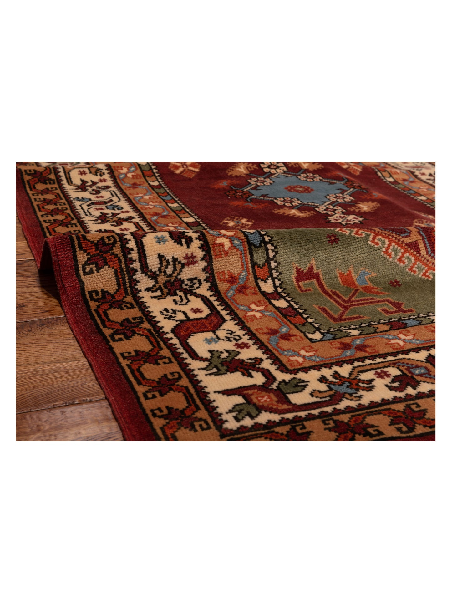 Turkish Shirwan 148353 Red Ivory 3.10x5.10 Hand Knotted Rug