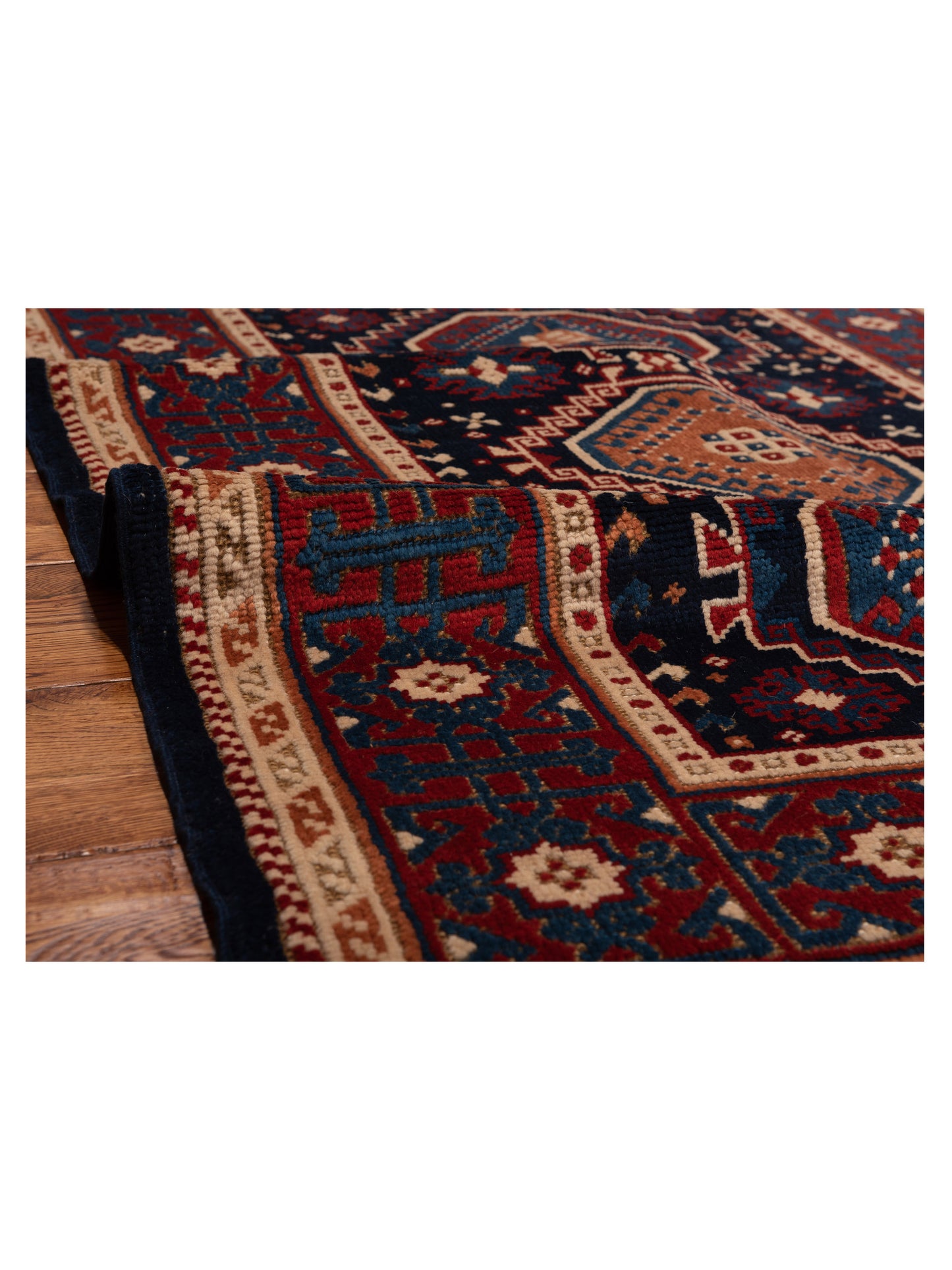 Turkish Shirwan 148355 Navy Red 4.2x6.1 Hand Knotted Rug